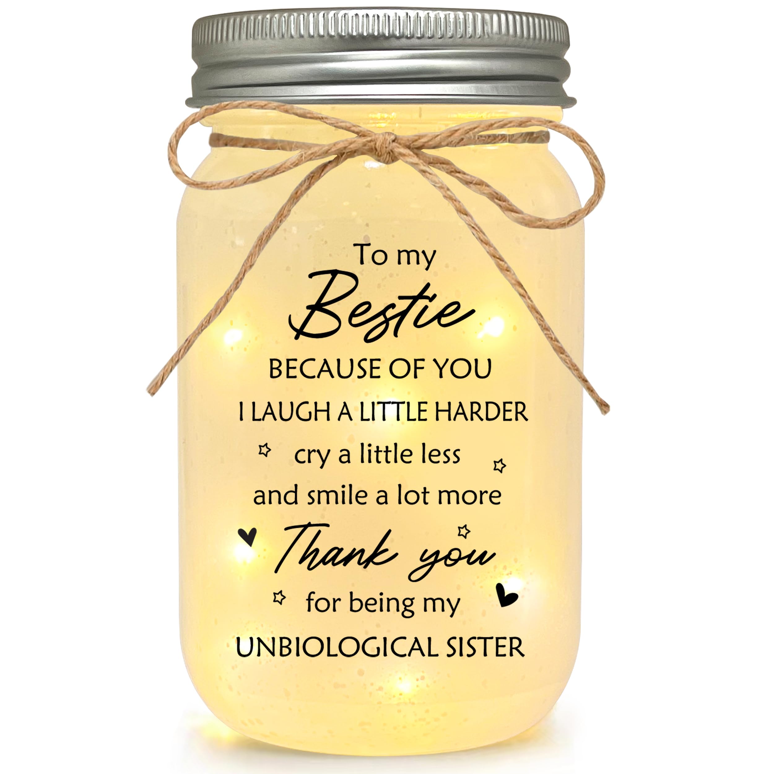 LE XIAOXI Best Friend Birthday Gifts for Women, Mason Jar Night Lights - Christmas Mother's Day Birthday Gifts for Women Friendship