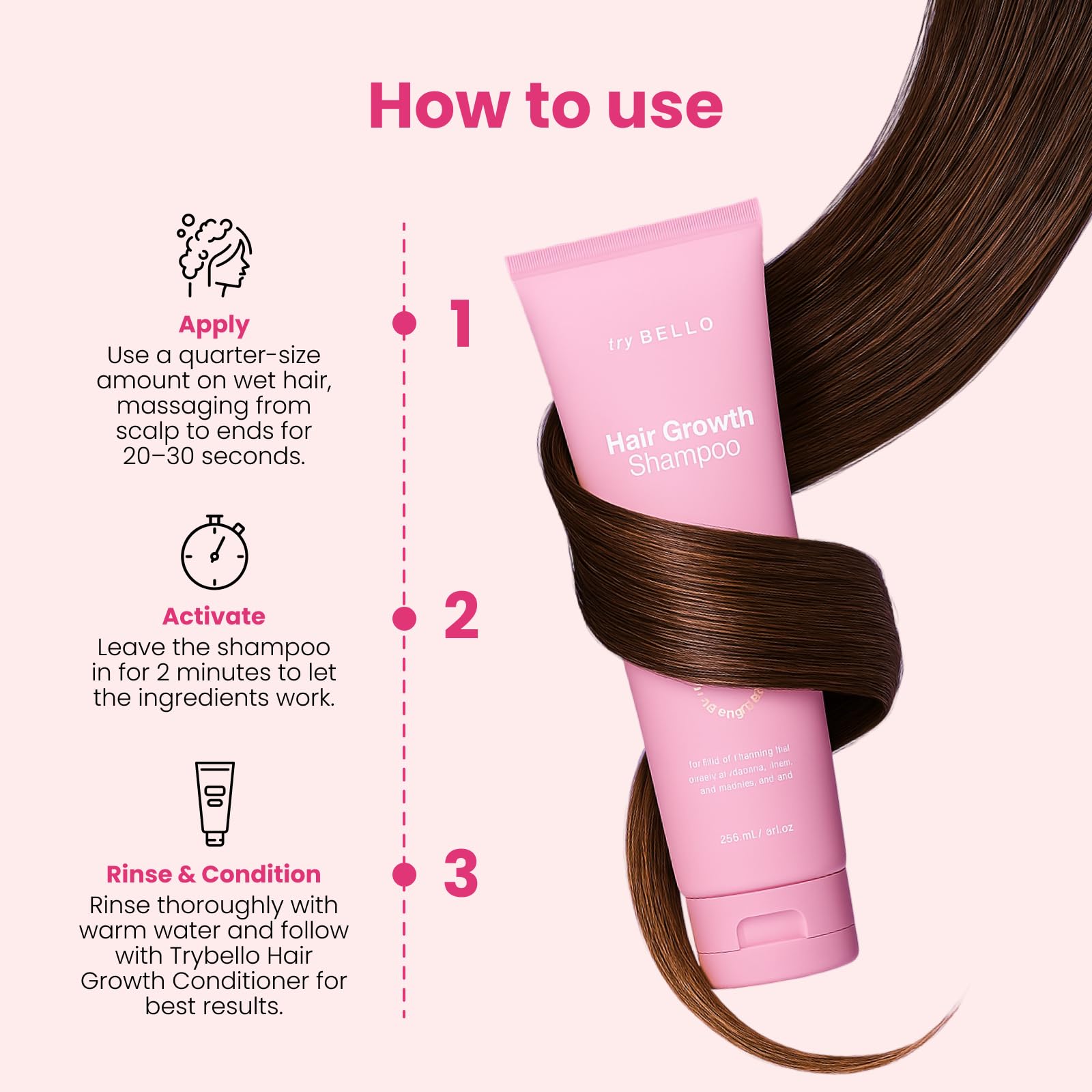 Trybello Hair Growth Shampoo with DHT Blocker | Natural Thickening & Scalp Detox | Sulfate Free & Vegan Formula | Caffeine, Aloe Vera, Turmeric, and Urucum Extract | For Any Hair Type