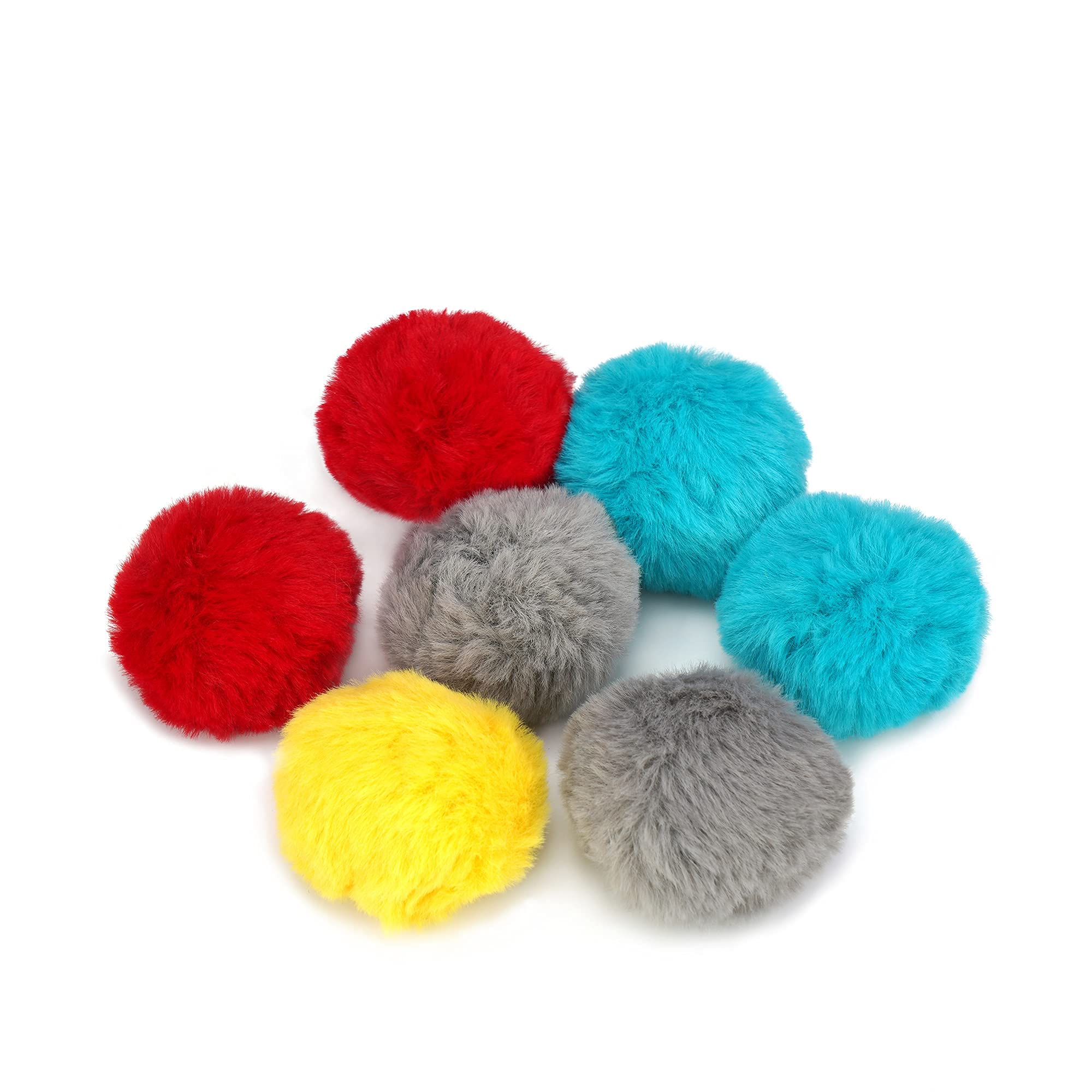 CHIWAVA 24PCS 1.8" Catnip Furry Cat Toys Ball Soft Pom Pom Balls Kitten Chasing Quiet Play Assorted Color