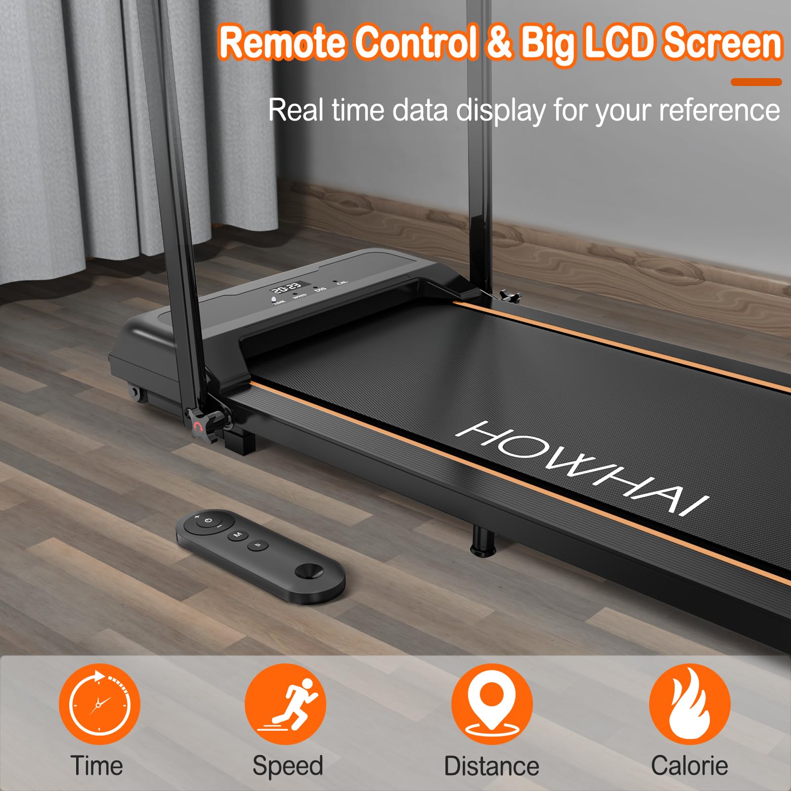 HOWHAI Treadmill, Walking Pad, Treadmills for Home Foldable with Handle Bar, 6.2 MPH Running Treadmill with Remote Control and LED Display, Running Machine for Home Office Use (300lbs Capacity)