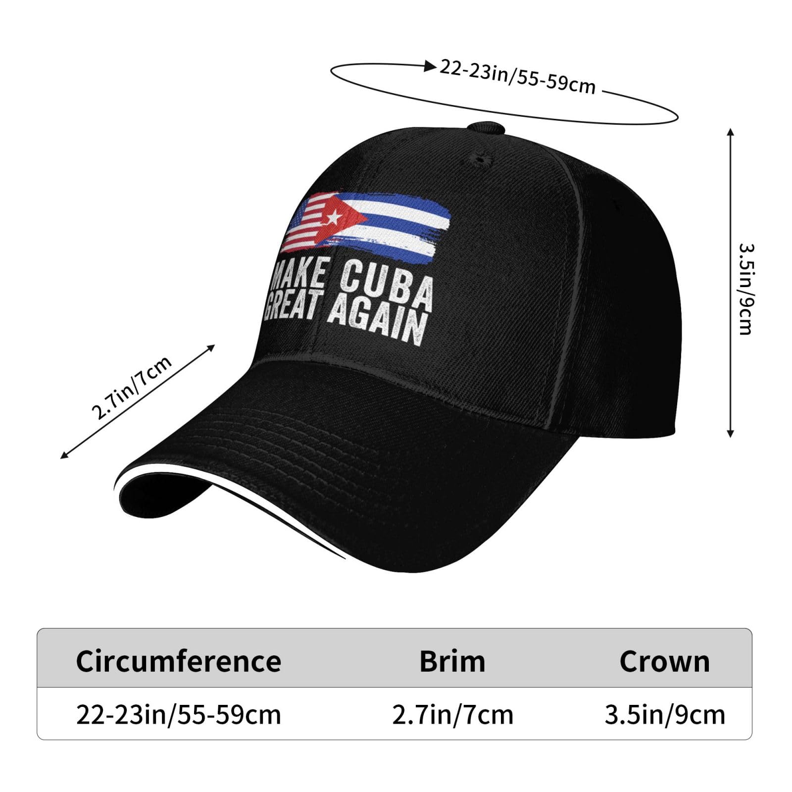 muciioa Make Cuba Great Again hat Cuban Flag Baseball Cap Black