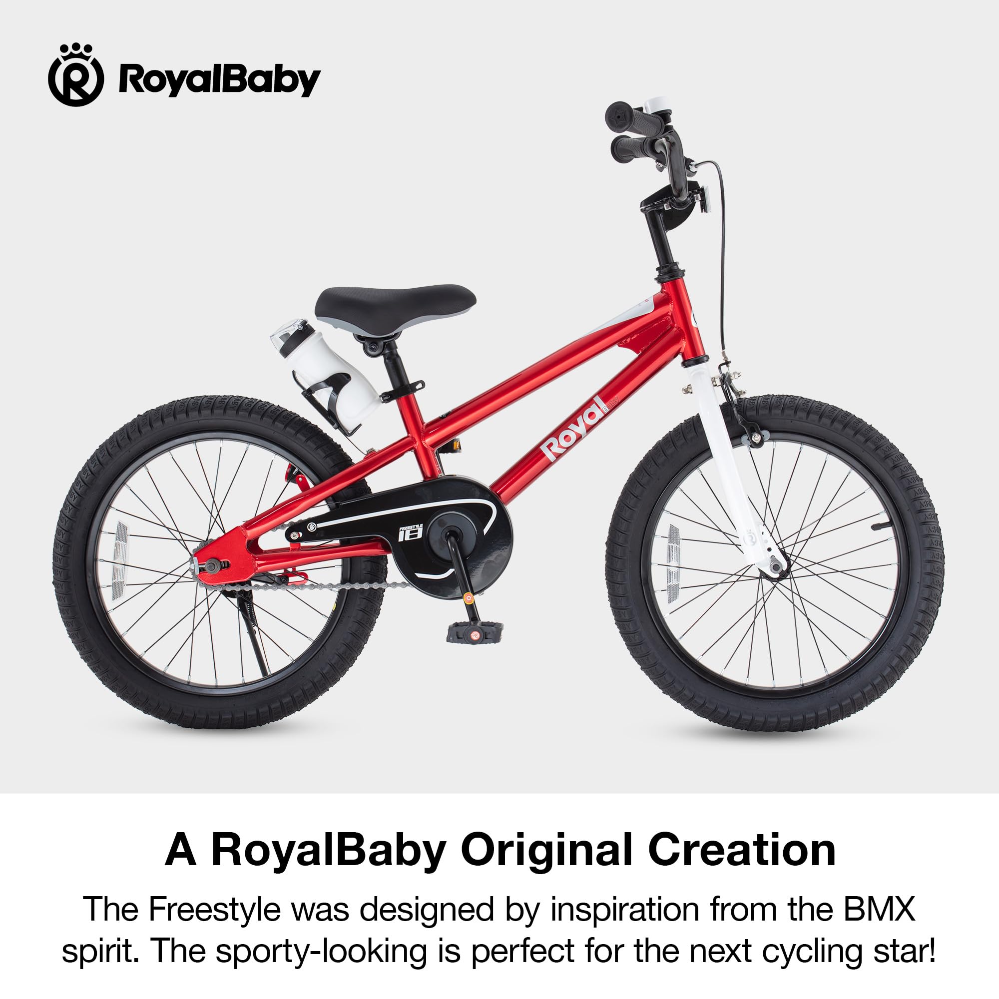 Royalbaby Kids Bike Boys Girls Freestyle BMX Bicycle With Kickstand Gifts for Children Bikes 18 Inch Red (RB18B-6R)