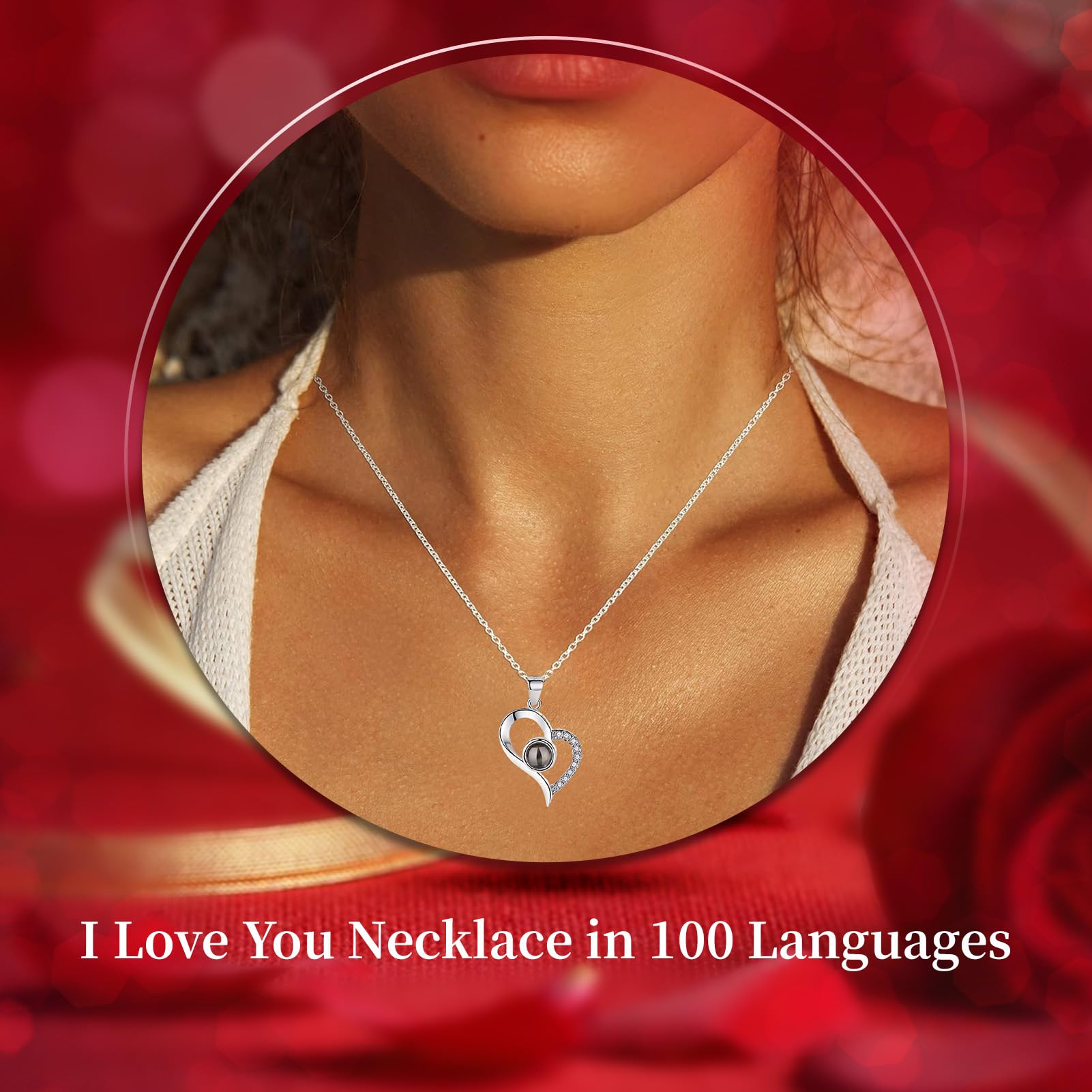 FOCIE Preserved Color Real Rose -Eternal Flowers Rose Gifts for Mom Grandma Wife Girlfriend on Mothers Day Valentines Day Gifts for Her Christmas Birthday Anniversary with I Love You Necklace