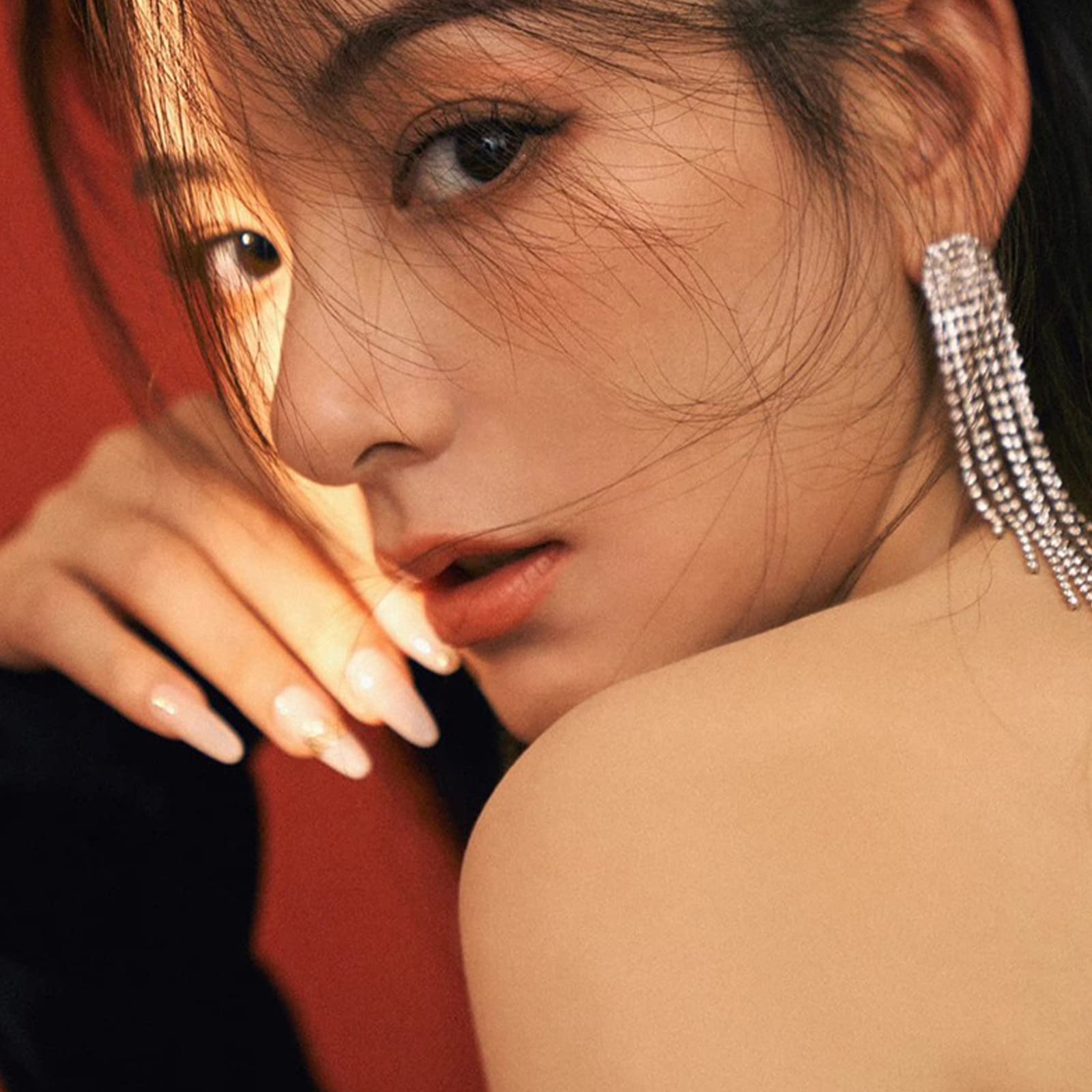 Luxval Rhinestone Earrings Dangling for Women Girls Long Chandelier Earrings Tassel Sparkly Silver Dangle Earrings Lightweight Ear Studs Cubic Zirconia Crystal Statement