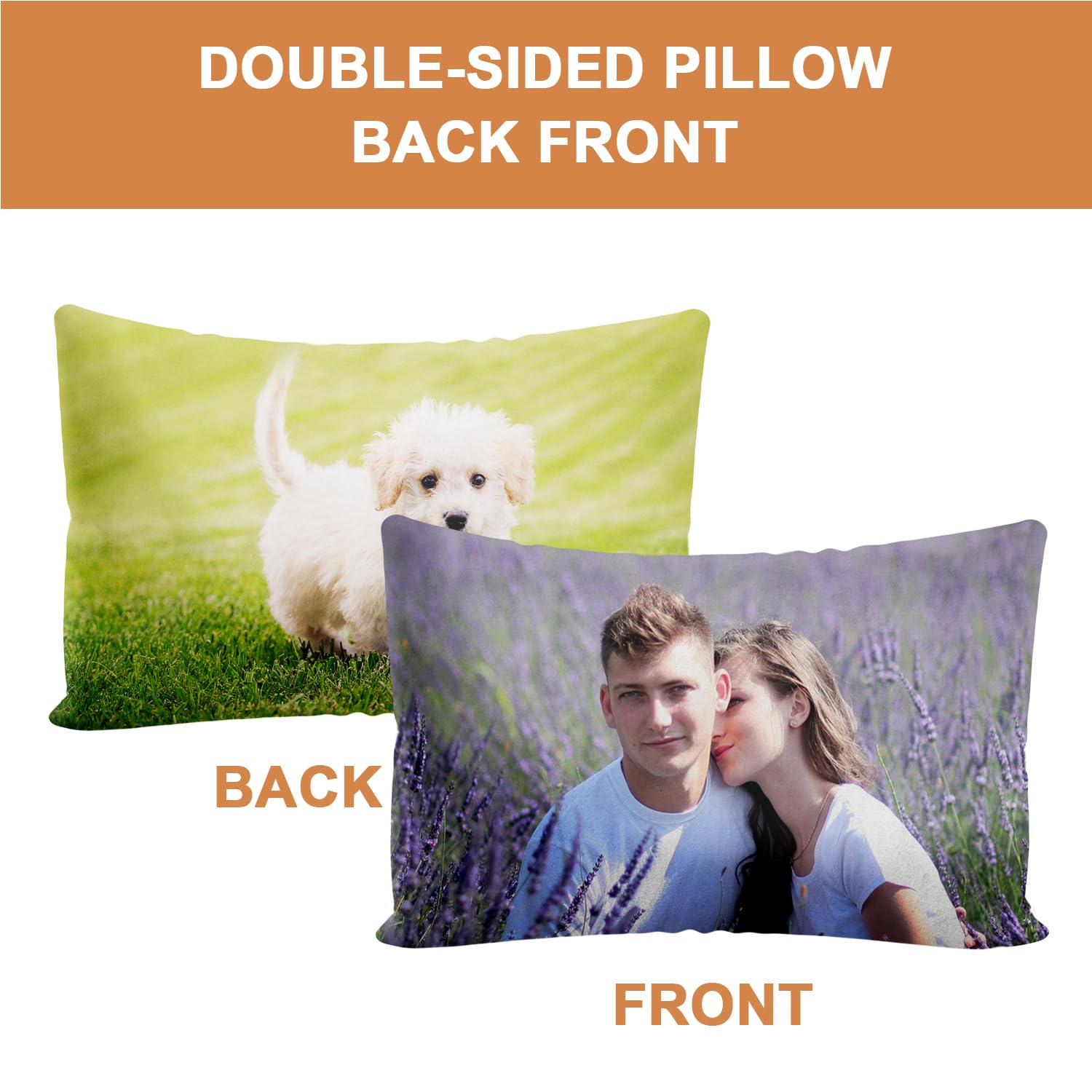 GagetElec Custom Pillows with Picture (16 Inch X 24 Inch Optional Pillow Insert) Personalized Couple Photo PillowCover,Optional Two-Sides Design Printed,Custom Gifts for Couples,Mother,Father