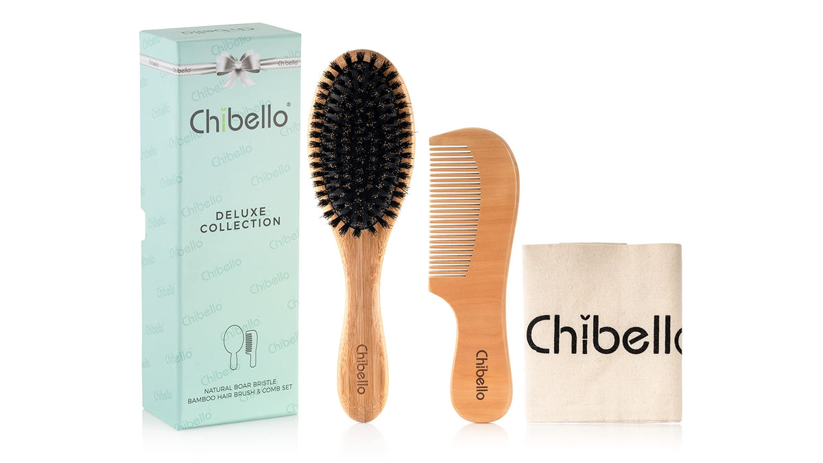 Boar Bristle Hair Brush Set - Designed for Kids, Women and Men. Natural Bristle Brushes Work Best for Thin and Fine Hair, Add Healthy Shine, Improve Texture, Reduce Frizz. Wood Wet Detangler Comb