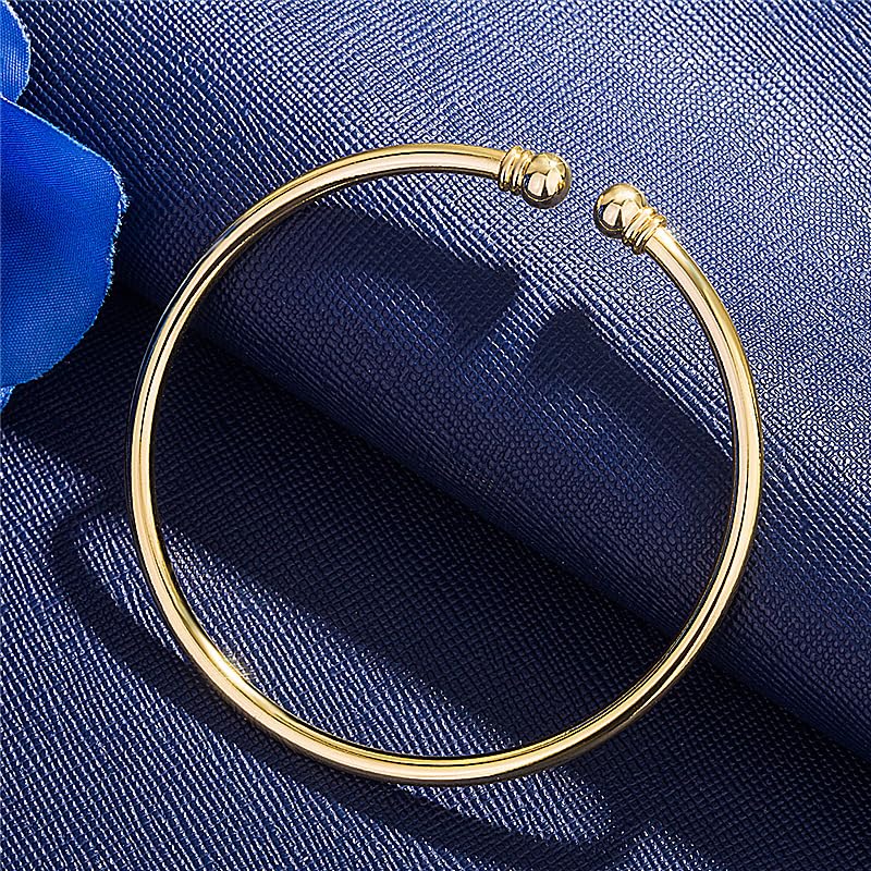 Eyixvan 3pcs 18k Yellow Gold Plated Classical Diamond Cut Adjustable Bangle Set Bracelet for Women