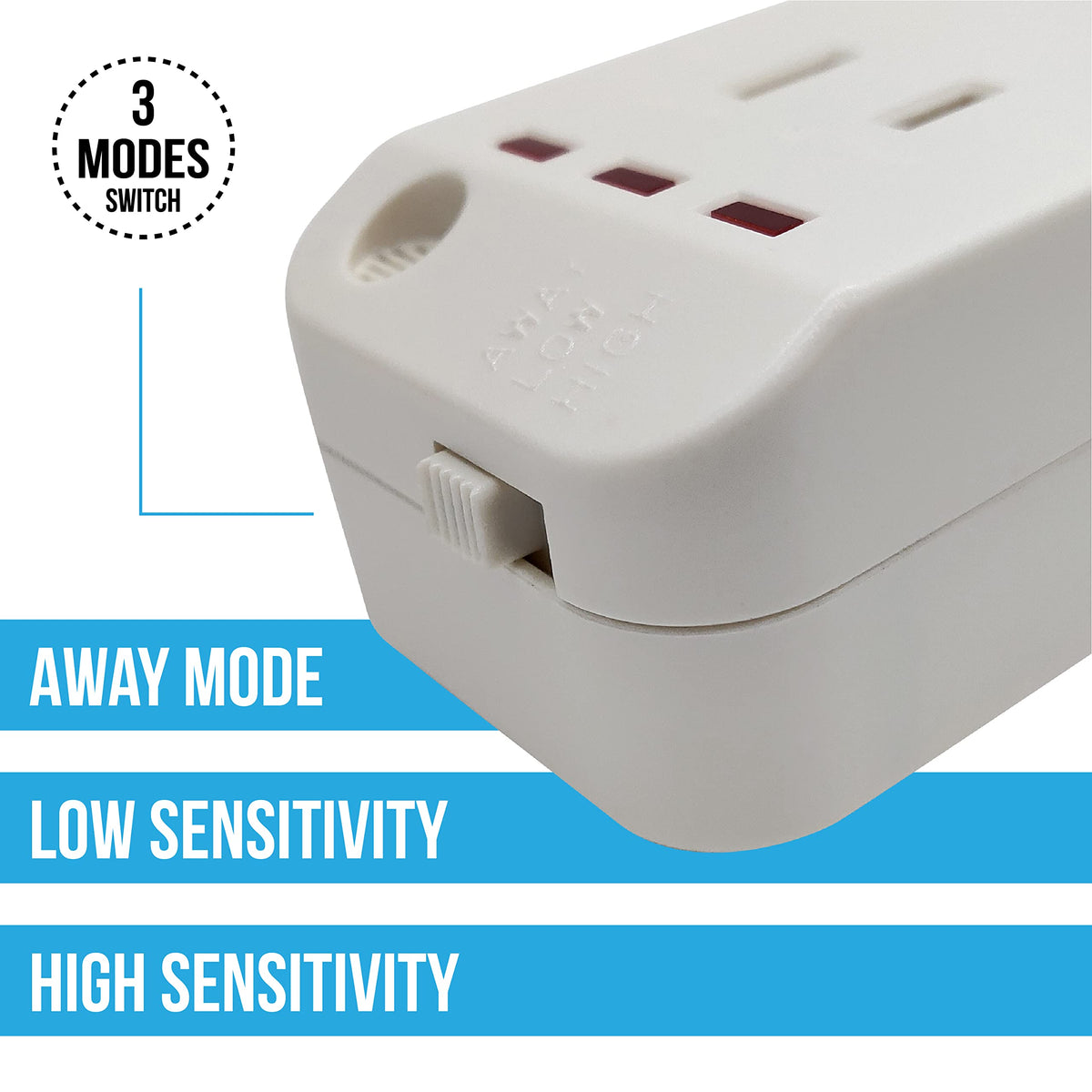 Power Hands | Clapping Light Control Noise Detecting Wireless Wall Outlet with a 3 Level Sensitivity Switch | Turns Appliances On/Off with Clapping Sound Sensor | 120V 200W 2 Outlet