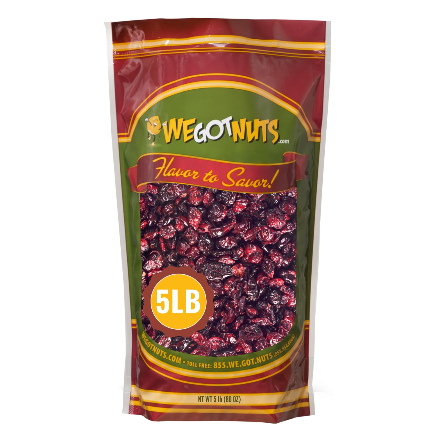 Dried Cranberries 5 Pounds (80oz) By We Got Nuts Sweetened Cranberries for Salads, Cooking, and Baking