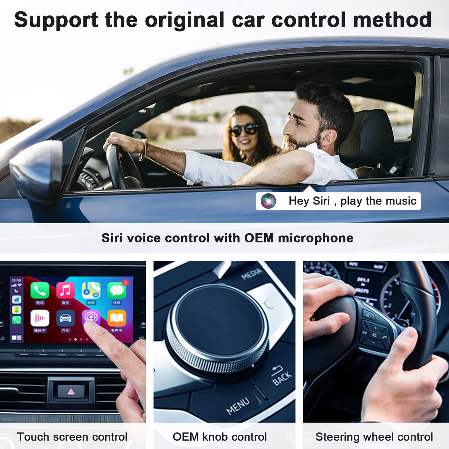 Wired CarPlay Convert Cars Wireless CarPlay, Apple CarPlay Wireless Adapter,Wireless Fast and Easy Use Fit for Cars from 2015 & iPhone iOS 10+(Black)