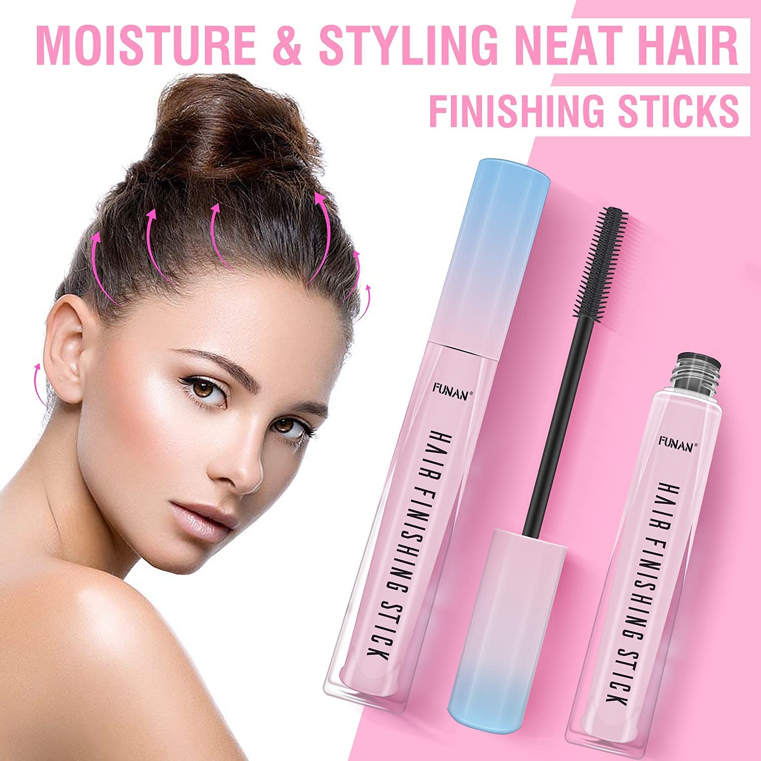 FUNAN Hair Finishing Stick 2 Pack for Small Broken Hair Cream/ Gel for Women Naturally Refreshing, Non-Greasy and Non-Sticky