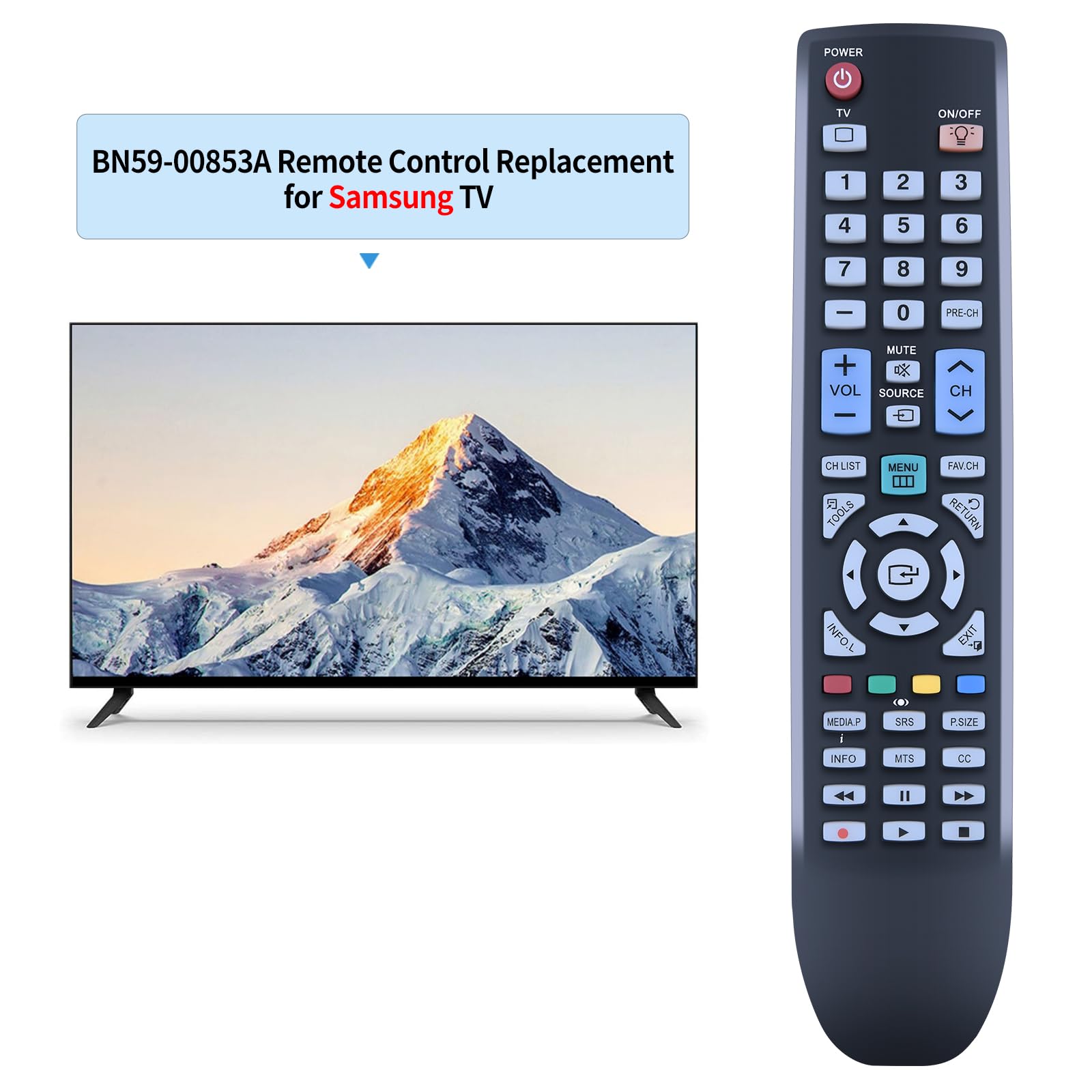BN59-00853A Replacement Remote Control Compatible for Samsung TV LN32B530 PL58A650T1FXS LN52A650A1RXSR LN40B540P8FUZA LN52A650A1RXRL