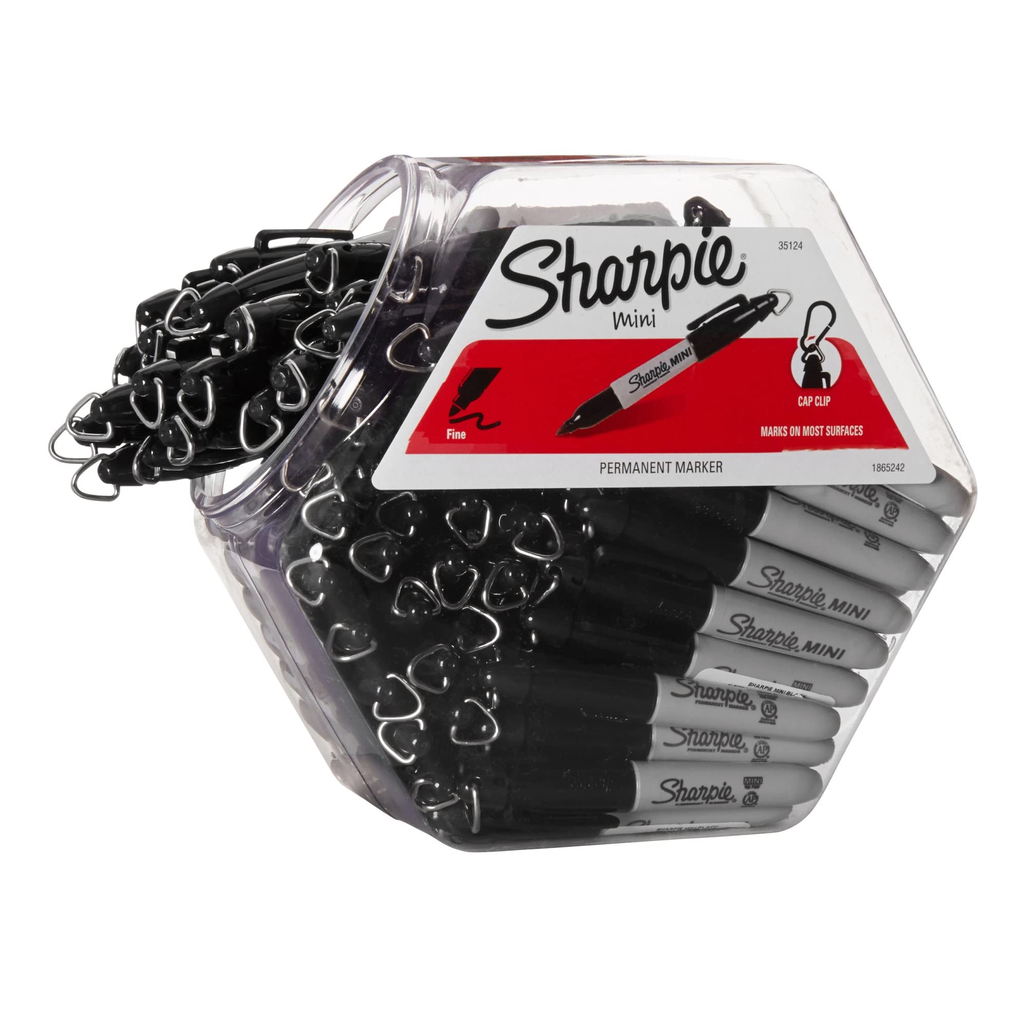 Sharpie Permanent Mini Markers, Fine Point, Black, 72-Pack Canister