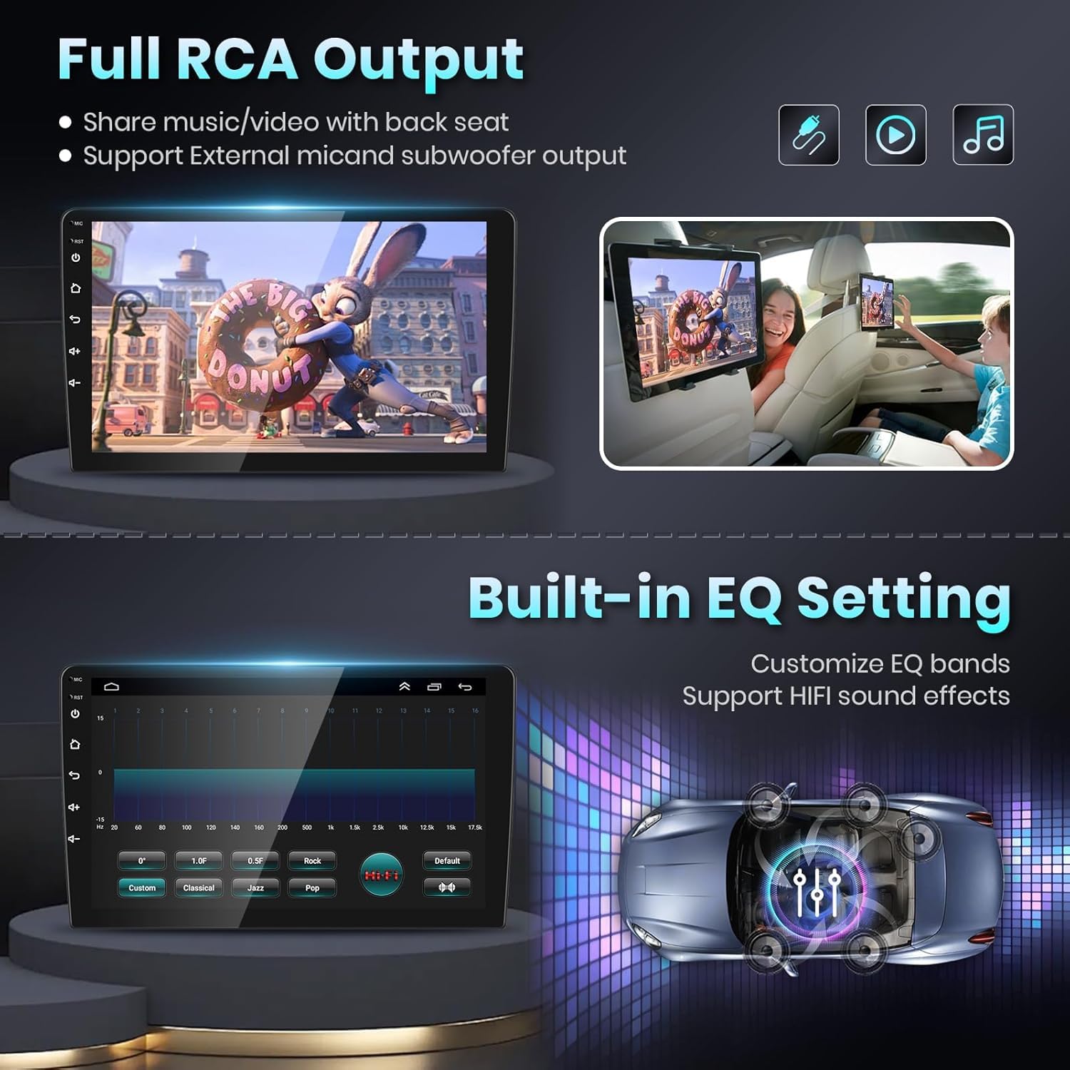 Podofo Radio for Honda Civic 2006 2007 2008 2009 2010 2011 Car Stereo with Wireless CarPlay Android Auto,10.1 Inch 1080P Touch Screen【Built-in DSP EQ GPS Chip】 Bluetooth RDS FM WiFi Camera 2G+32G