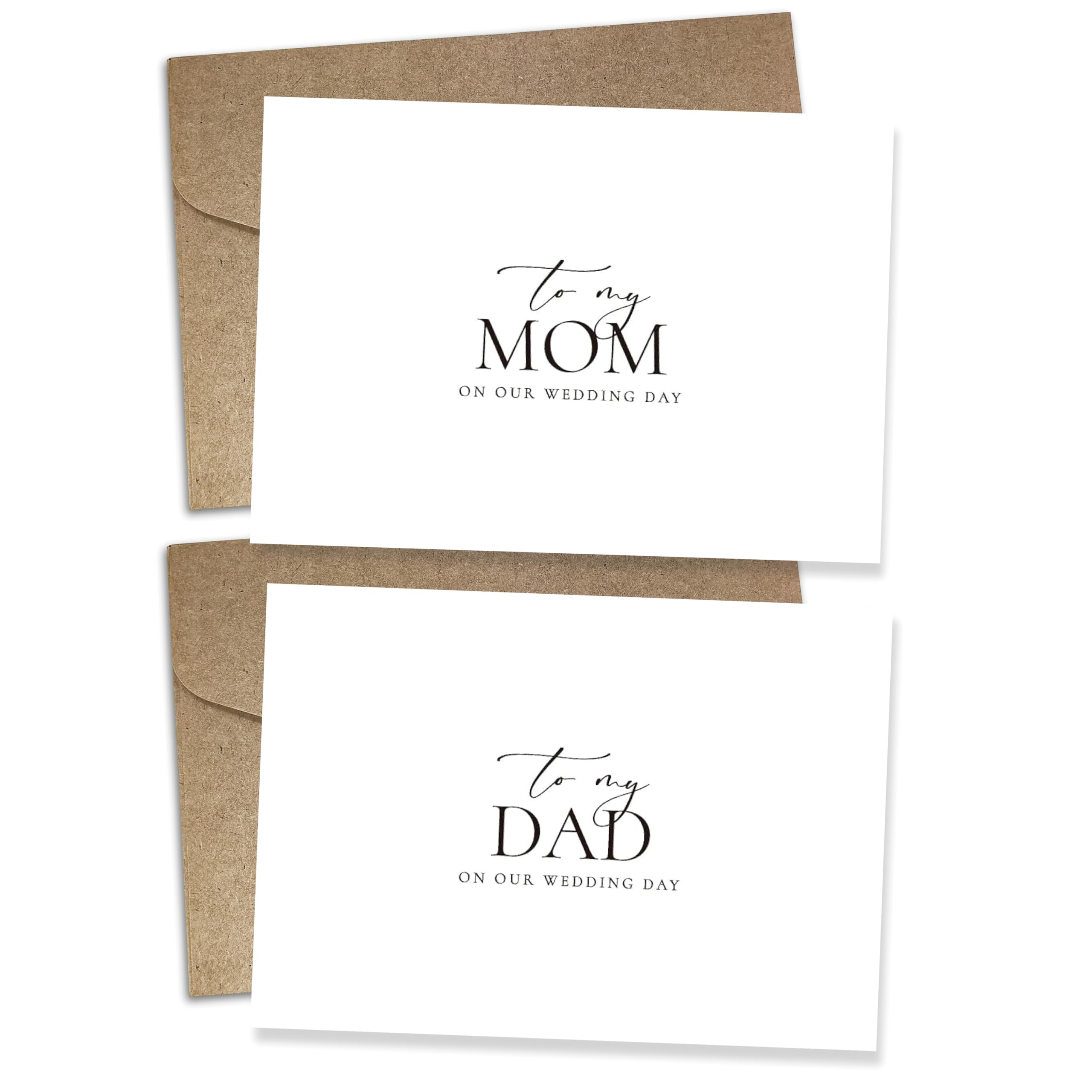 WeddingGiftsWedding Set of 2 Wedding Day Card for Parents, To My Dad and Mom On Our Wedding Day, Parents Of The Bride/Groom Gifts. (Dad/Mom A)