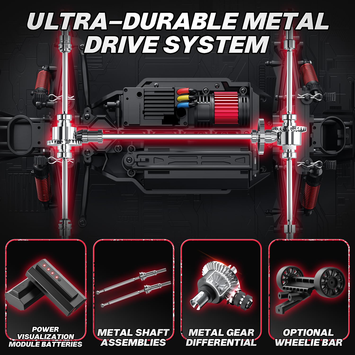 DEERC 1/14 Brushless Fast Extreme 70kph 4X4 Off-Road Truck, 7 Lighting Modes Remote Control with 2 Li-ion Batteries, Electric Large Truggy for Snow Sand