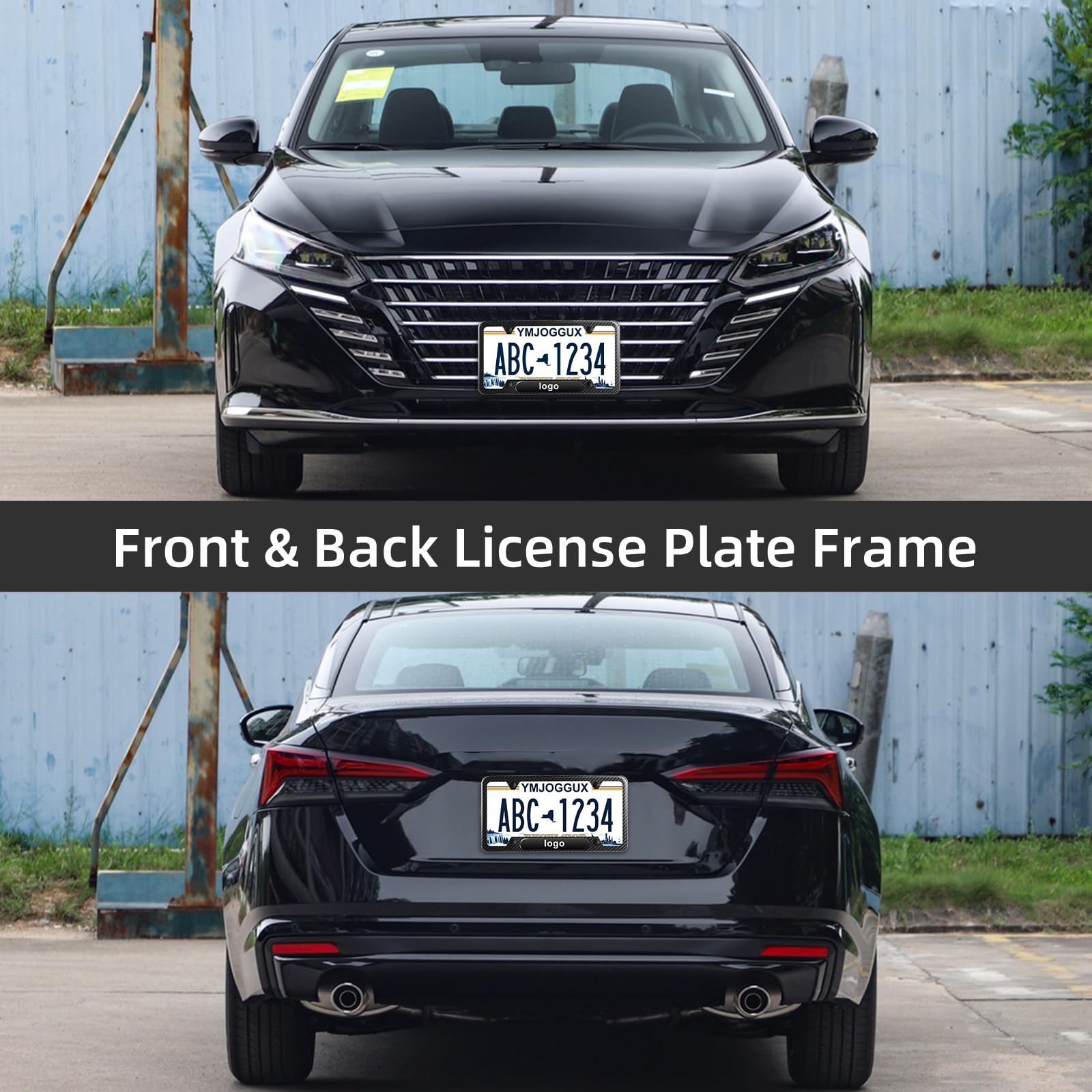 YMJOGGUX Black License Plate Frames Compatible with BMW-M, 2 PCS License Plate Holder, 4 Holes Aluminum Alloy Weather Proof License Plate Frame with Fasteners, Screws, Valve Caps and Tool