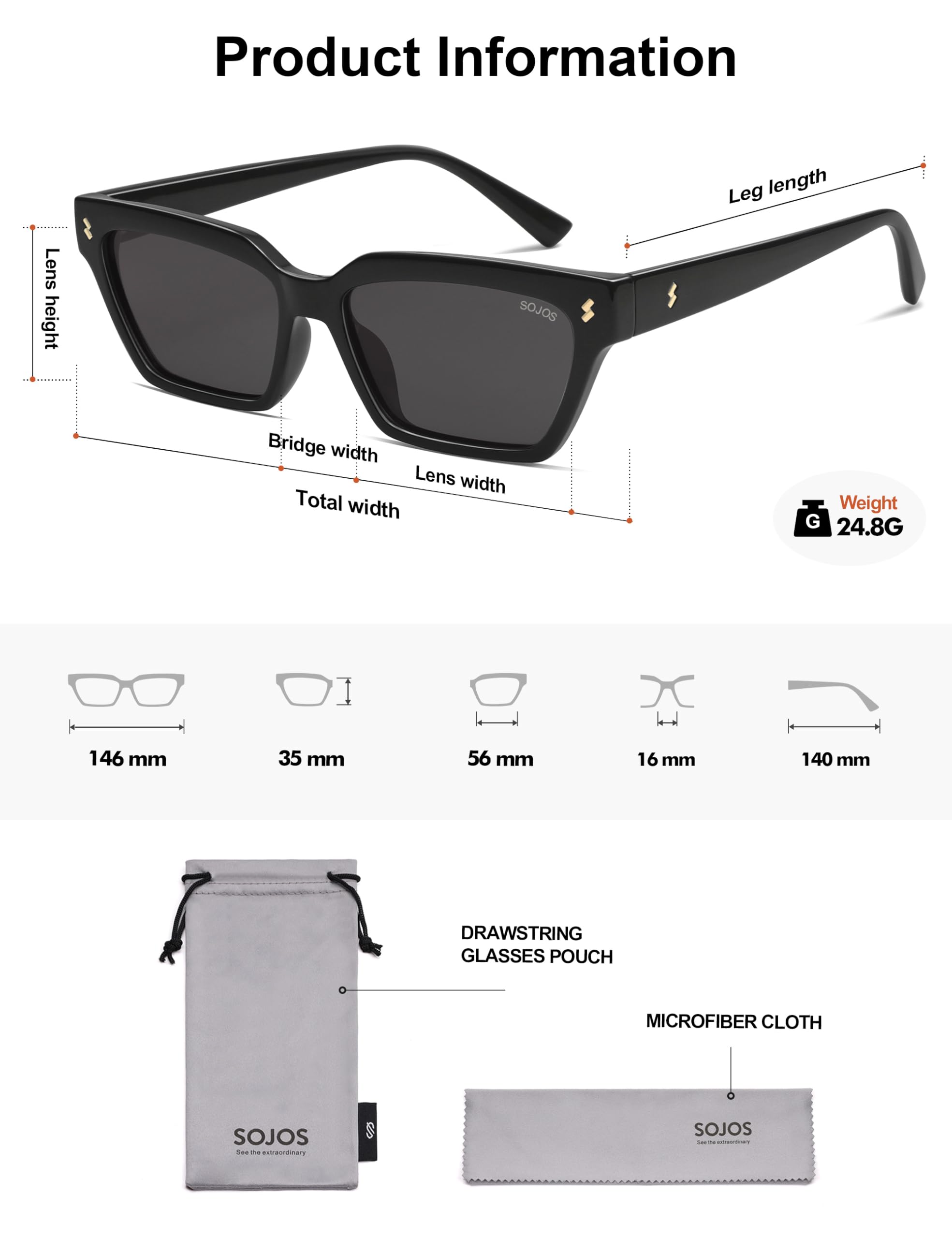 SOJOS Trendy Polarized Sunglasses Womens Men Retro Vintage 90s Cute Cat Eye Narrow Sun Glasses SJ2381 Black Frame Grey Lens