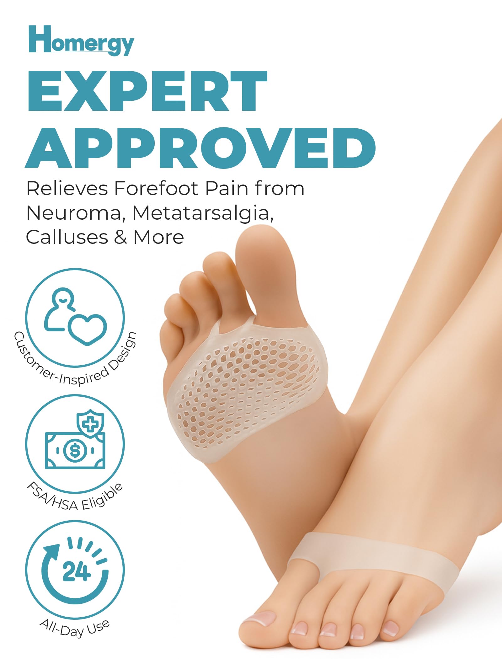 Metatarsal Pads (4-Pack) + Gel Toe Caps (6-Pack) – Cushioning Set for Daily Foot & Toe Comfort