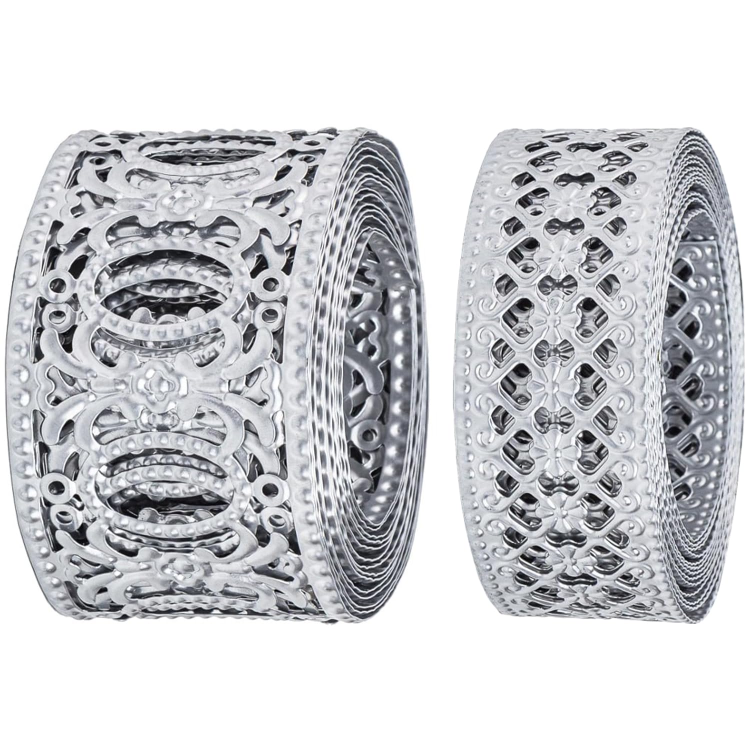 CraftyCrocodile Metal Ribbons for Decor Crafting - 2" x 3 Yards and 1 1/4" x 3 Yards Long, Bundle