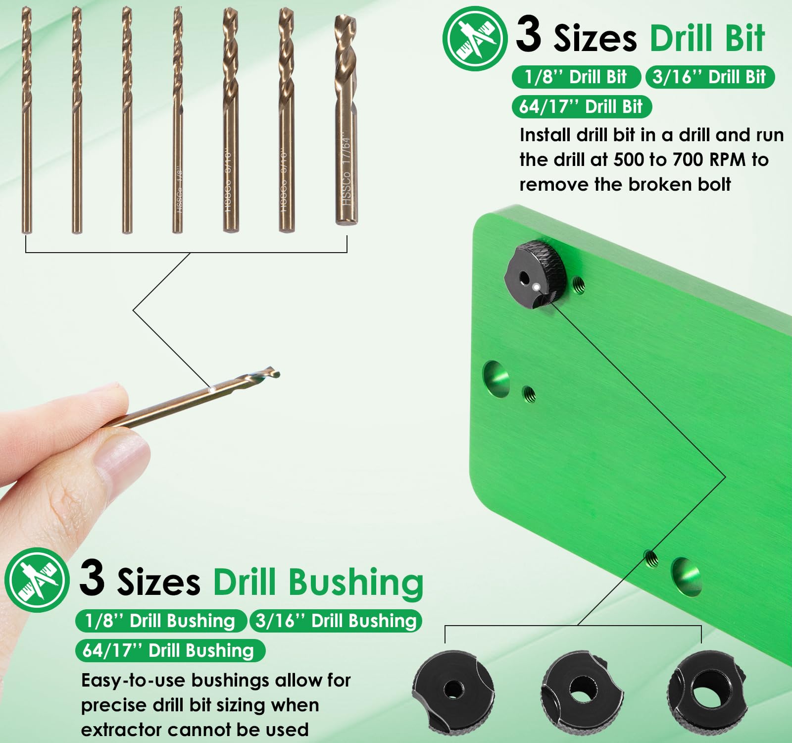 71500 Exhaust Manifold Bolt Stud Drill Template Removal Tool Set for Dodge 5.7L Hemi Motors, Remove Broken Exhaust Manifold Bolts Without Damage Cylinder Head