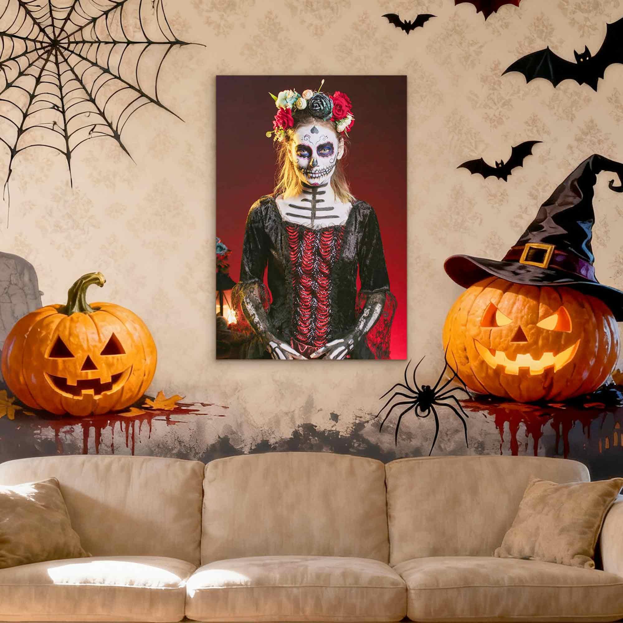 Custom Halloween Canvas Wall Art Decor, Personalized Halloween Canvas Wall Art & Framed Prints for Living Room, Bedroom, Office & Autumn Fall Home Decoration (8" X 10")