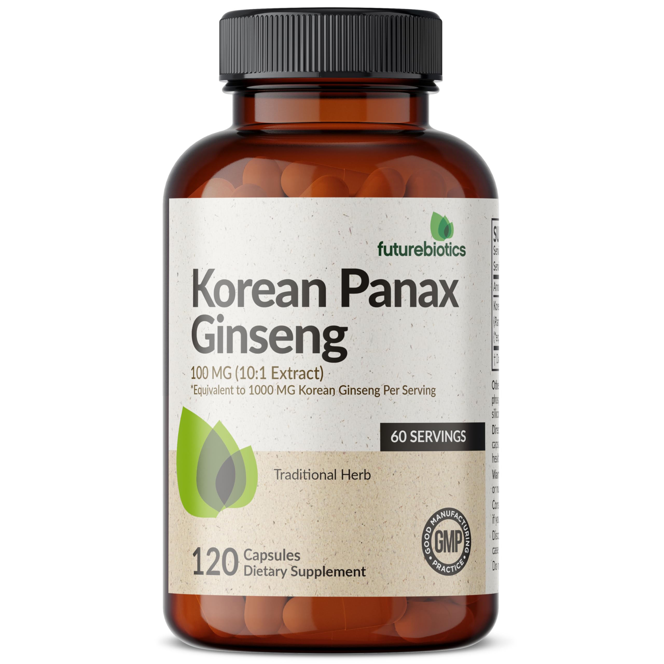 Futurebiotics Korean Panax Ginseng Energy, Memory & Brain Health Support, Non-GMO, 120 Capsules