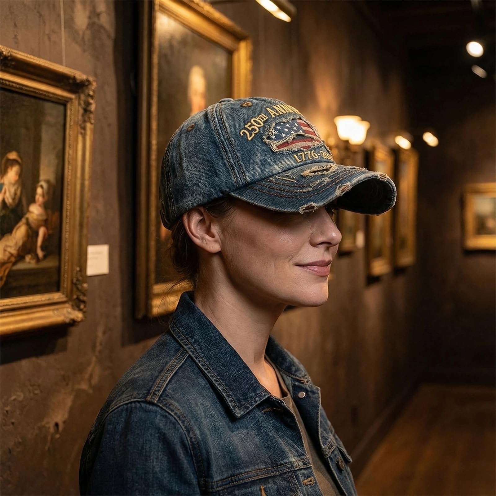 LDLXLHTE USA 250th Anniversary Distressed Casual Cap, 1776-2026 Commemorative Adjustable Baseball Cap for Veterans (C)