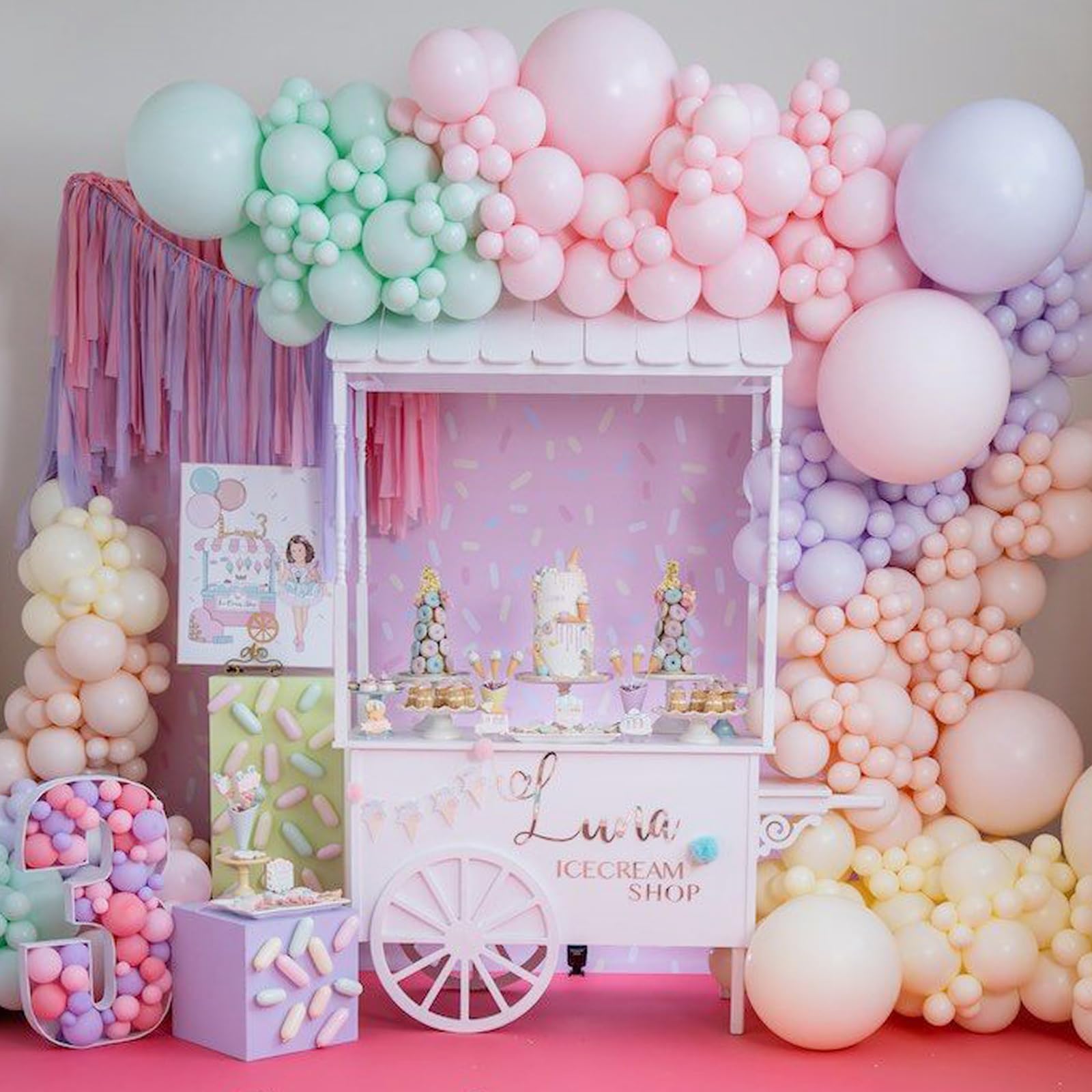 PartyWoo Pastel Balloon Arch Kit Garland 178 pcs Different Sizes of 18 12 10 5 Inch Pastel Rainbow Color Latex Balloons for Baby Shower Gender Reveal Easter Graduation Birthday Party Decorations