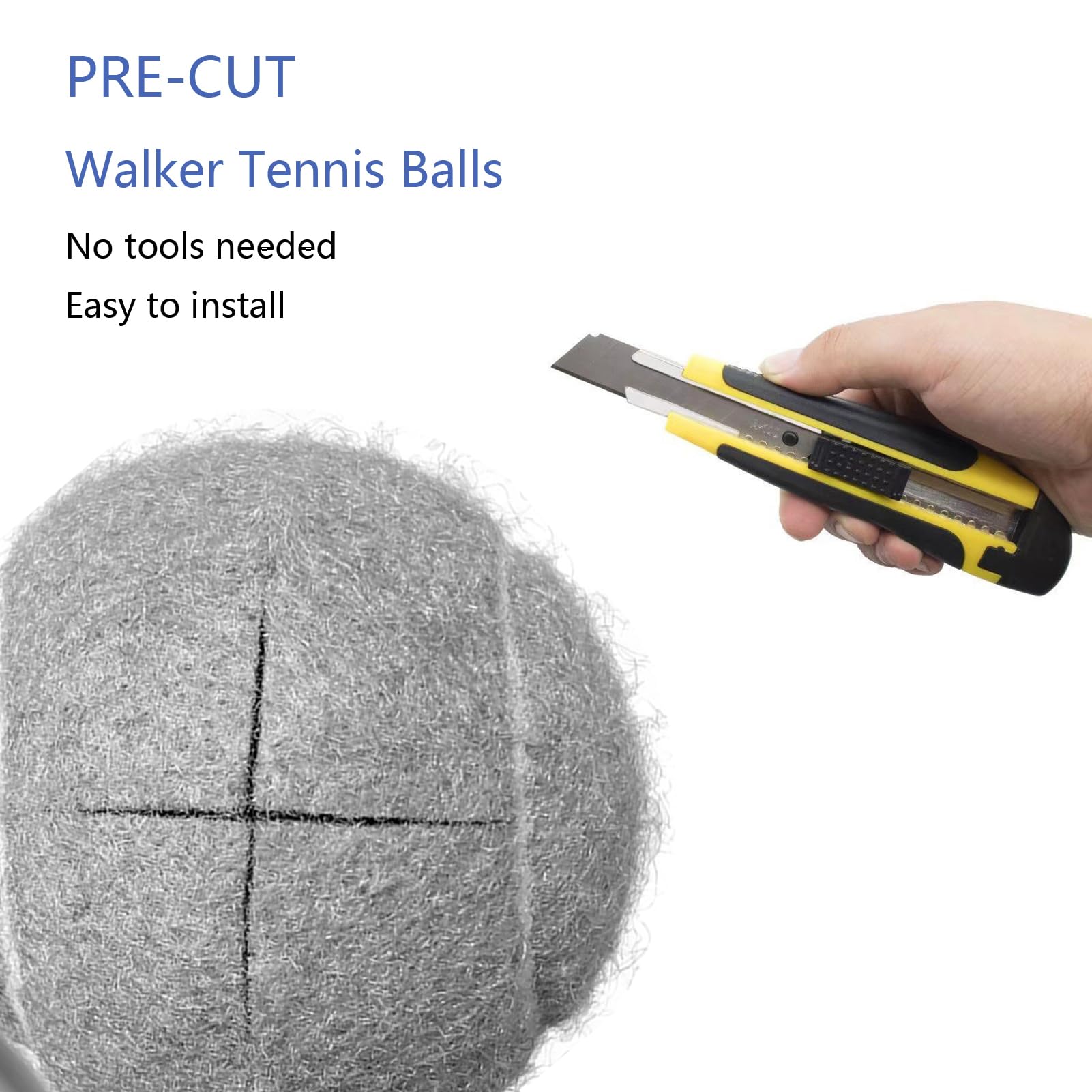 ZUJEAM Tennis Balls for Walkers, Pre Cut Walker Glide Balls for Chairs, Desks, Furniture Legs and Floor Protection, Heavy Duty Long Lasting Felt Pad Glide Coverings - 4PCS Gray