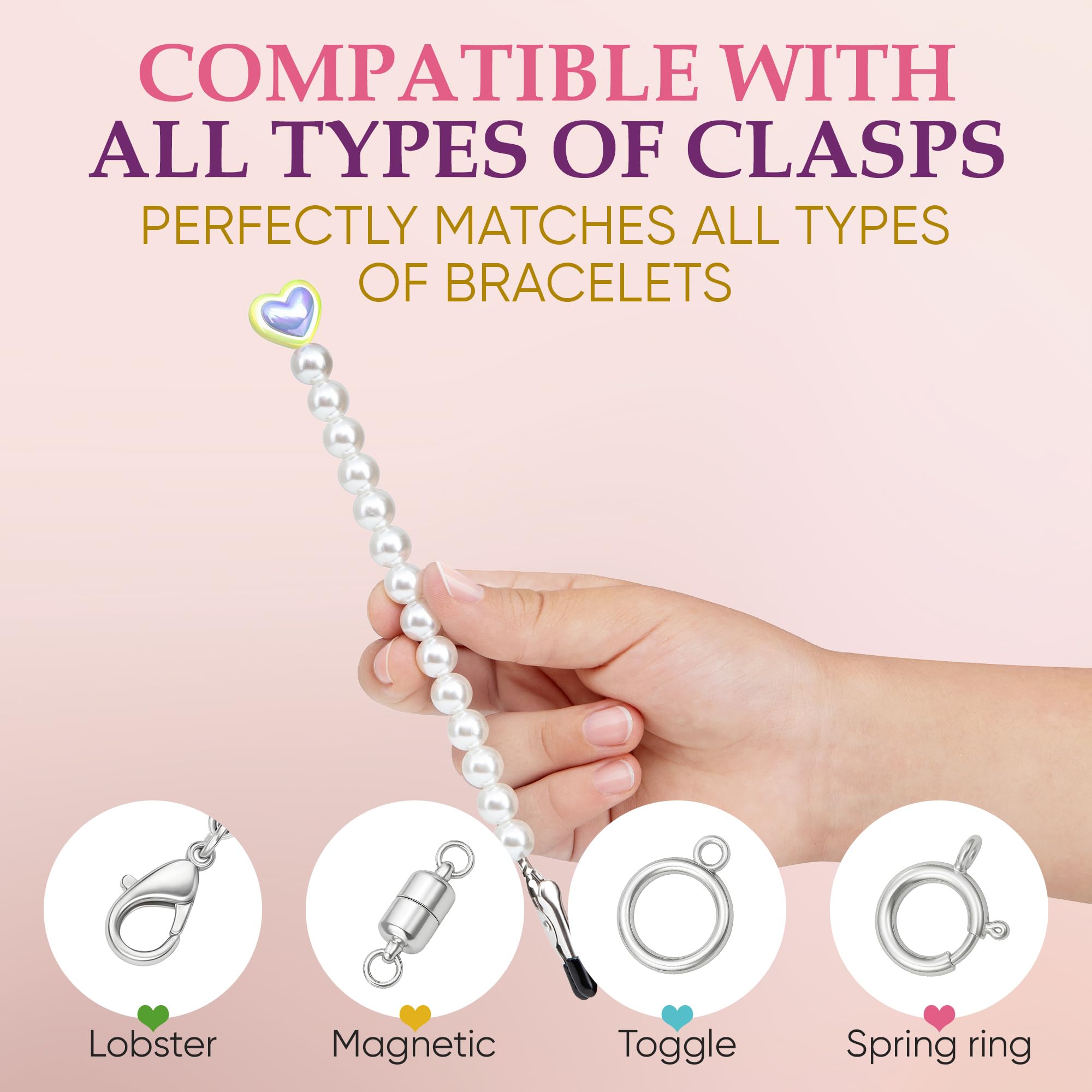 CraftyCrocodile Bracelet Helper Tool with Heart - Fastener Helper Tool for Bracelet, Necklace, Jewelry, Watch - Clip, Clasp Helper - Easy to Put on Yourself, Portable - Yellow with Purple