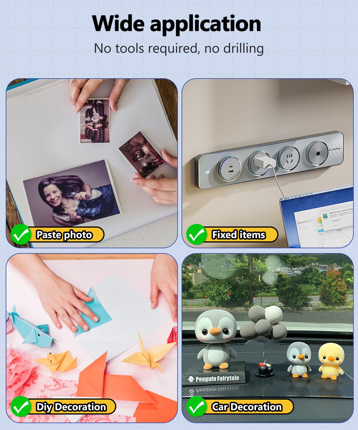 PHIXBEAR Removable Poster Mounting Putty with Grid No Residue, Strong Double Sided Tape Glue Adhesive Dots Clear Museum Sticky Tack, Fixed Car Decor Art Craft Picture, 1" Diameter Round (120Pcs)