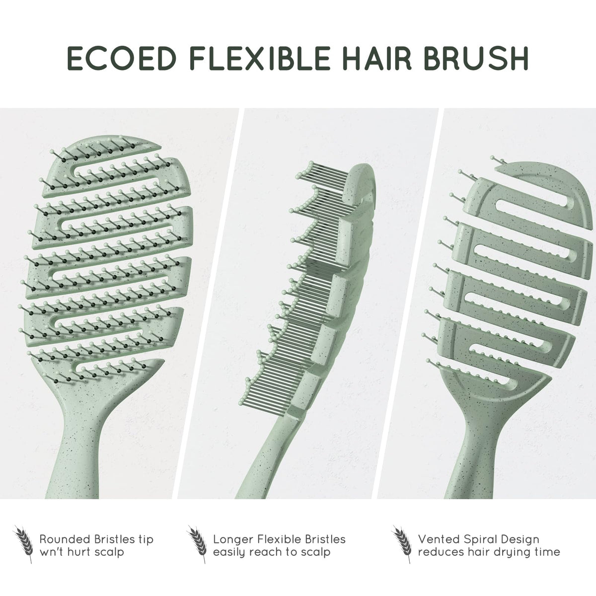 Ecoed Degradable Vented Hair brush,Detangling Brush,Detangler Brush for Curly, Thick, and Straight Hair, Dry and Wet Detangling Quickly Detangles and Smooths hair,Hair Brush for Women and Men