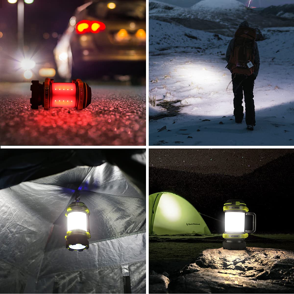 Lighting Ever LED Camping Lantern Rechargeable, Flashlight with 500LM, 5 Light Modes, 2600mAh Power Bank, IPX4 Waterproof, for Hurricane Emergency, Outdoor, Hiking and Home, USB Cable Included