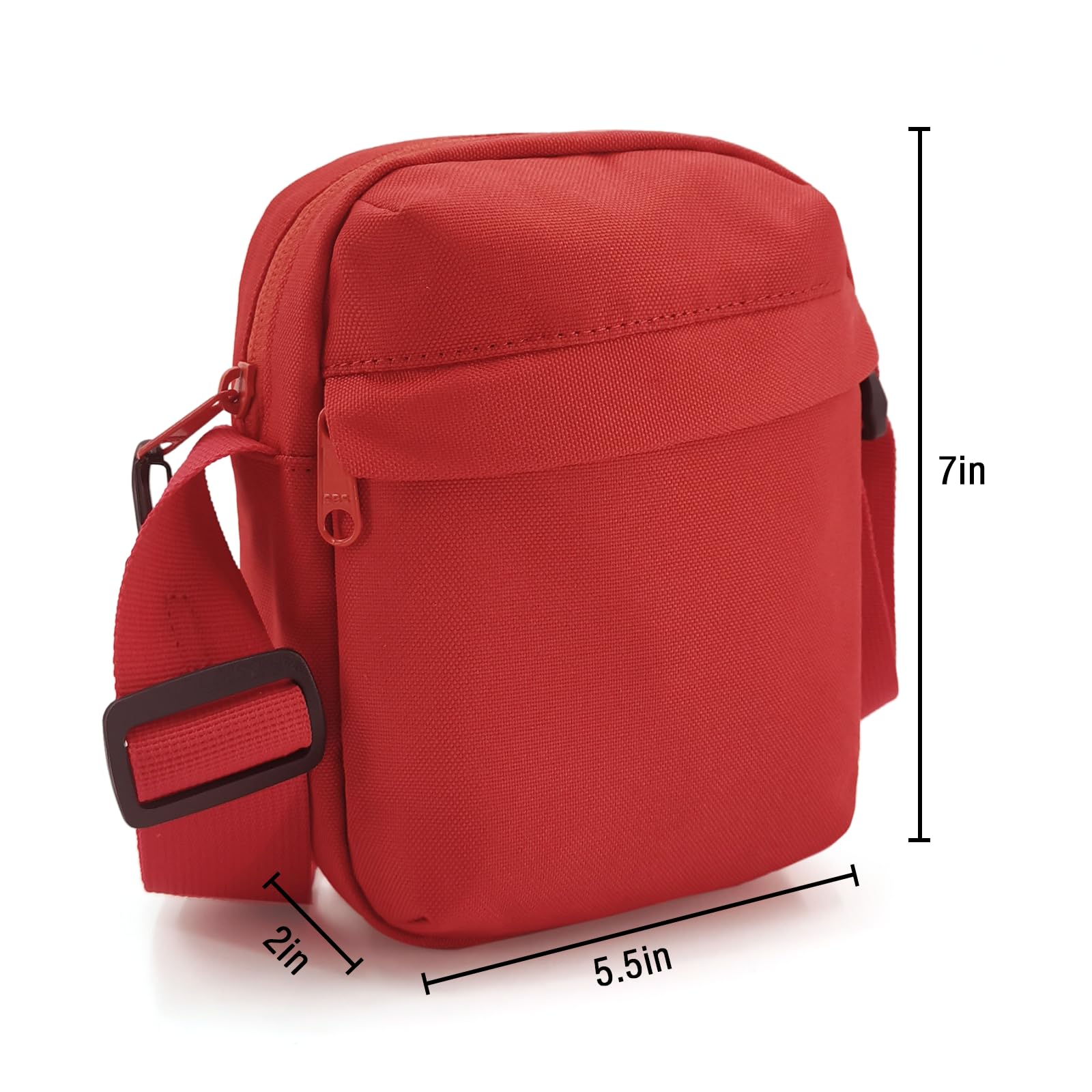 Unisex Small Crossbody Bag, Anti-Theft Side Shoulder Bag with RFID and Zipper Locked, Adjustable Heritage Mini Messenger Satchel Tote Bag for Men and Women, Red,S