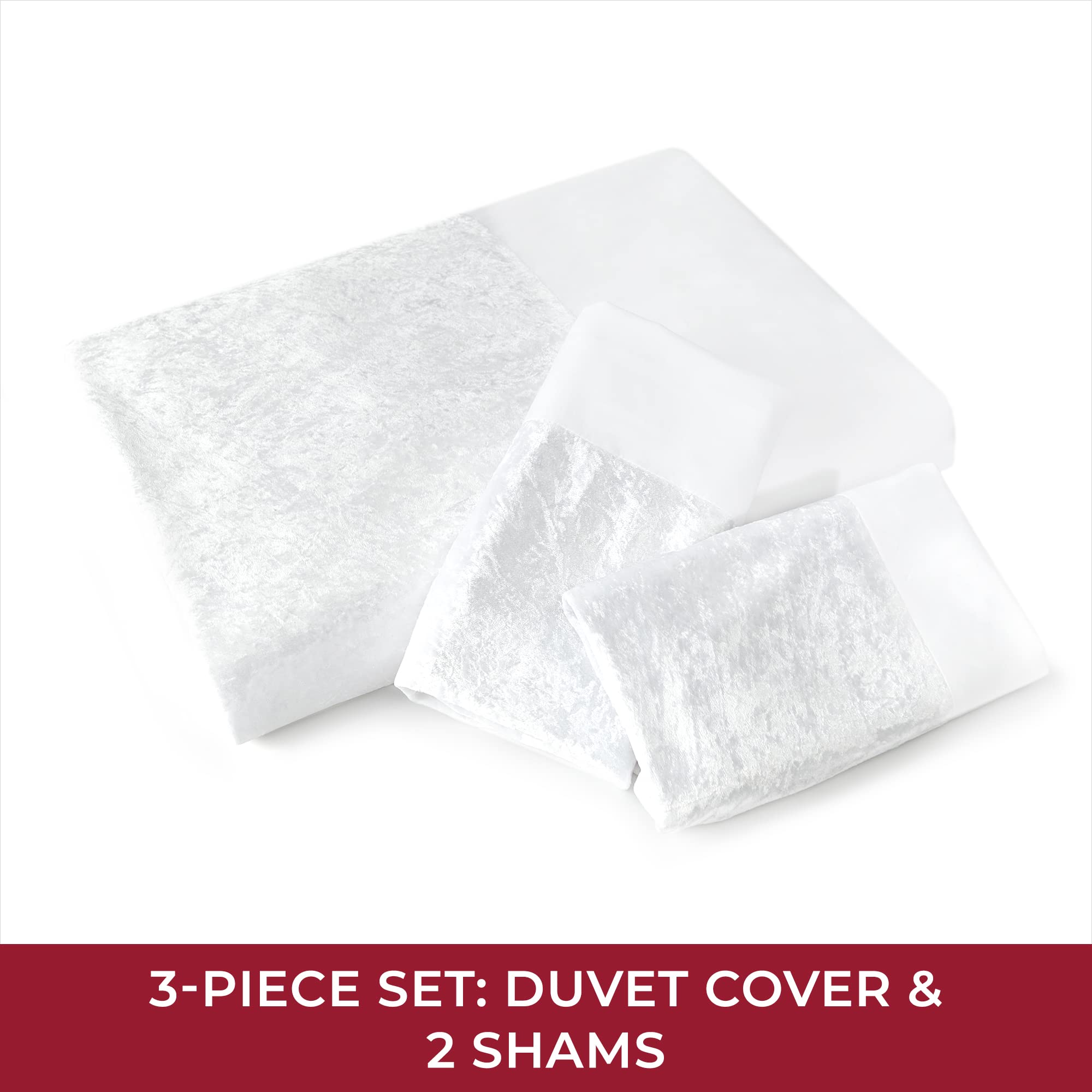 Mellanni Duvet Cover Set - Soft & Cooling Microfiber - Wrinkle, Fade, and Stain Resistant - Button Closure and Corner Ties - Velvet Stripe (Queen, White)