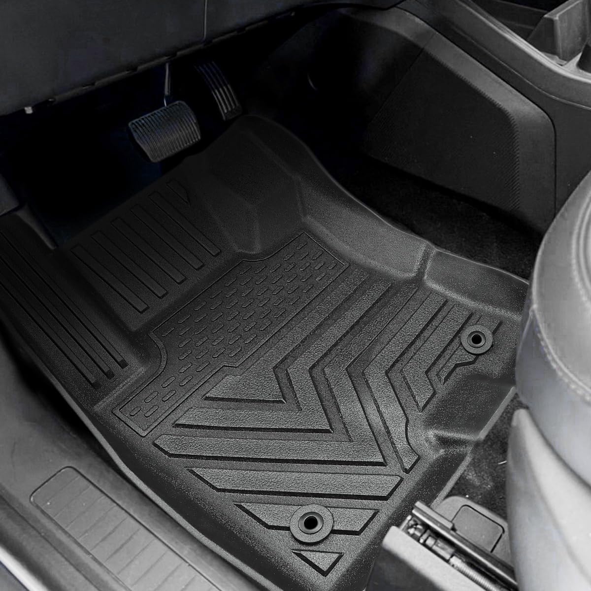 Auovo Floor Mats Compatible with Ford Maverick Hybrid 2022 2023 2024 Accessories All Weather Protection Heavy Duty TPE Floor Liners (Pack of 3) Front & 2nd Seat (Fits Hybrid Models Only)