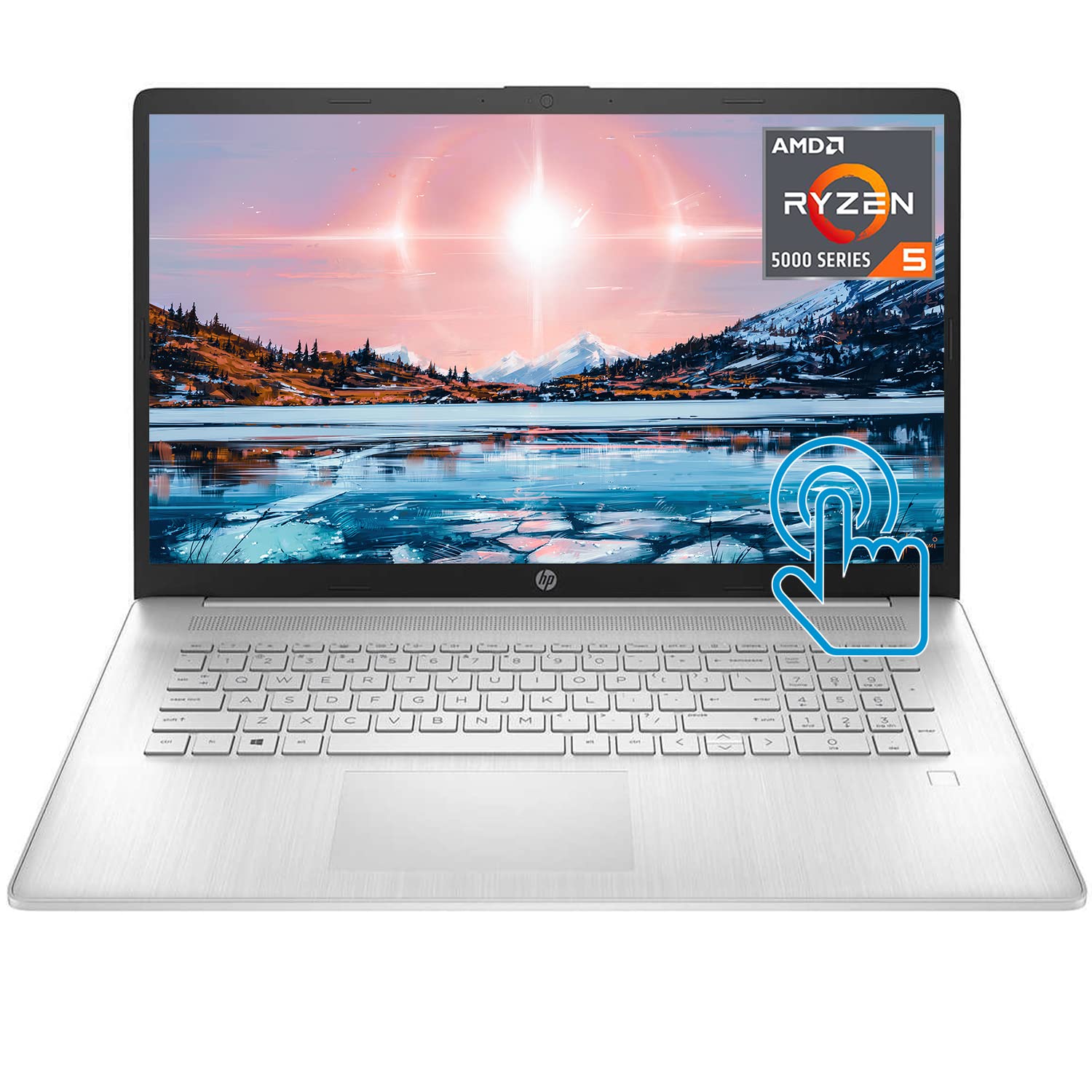 HP Pavilion 17.3 inch Laptop, HD+ Narrow Bezel Touchscreen, AMD Ryzen 5 5500U Processor (Beats i7-1185G7), AMD Radeon Graphics, Long Battery Life, Windows 11 (32GB RAM | 1TB SSD), Silver