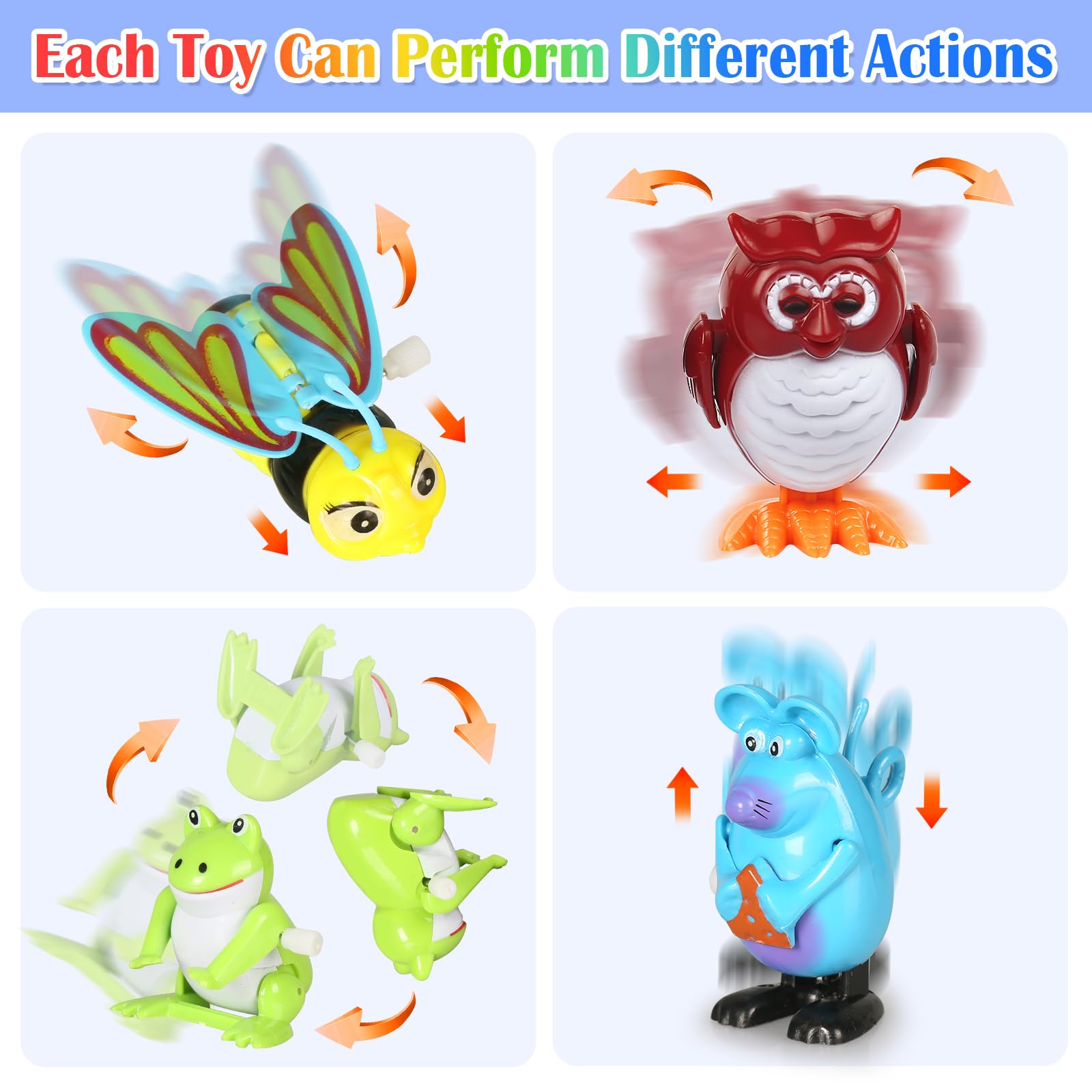 CIUGEO 32 PCS Assorted Wind-up Toys for Kids, Bulk Windup Animals Walking Jumping Swimming Flipping Clockwork Toys for Kids Clossroom Party Favors, Birthday Gifts