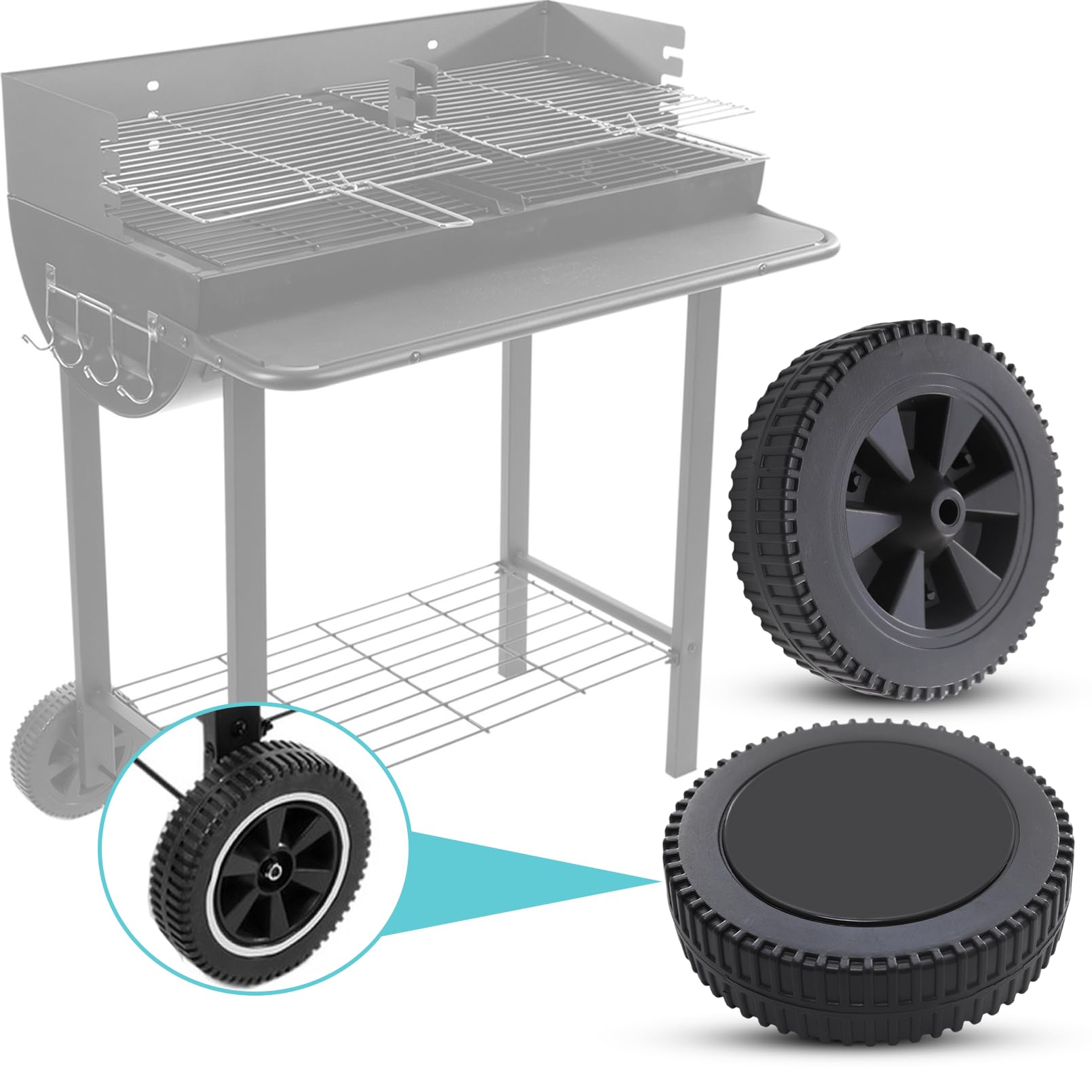 Atunee G437-0037-W1 7 Inch Wheels Grill Replacement Parts for Charbroil 463377319 463352521 469335115 463436415 463340516