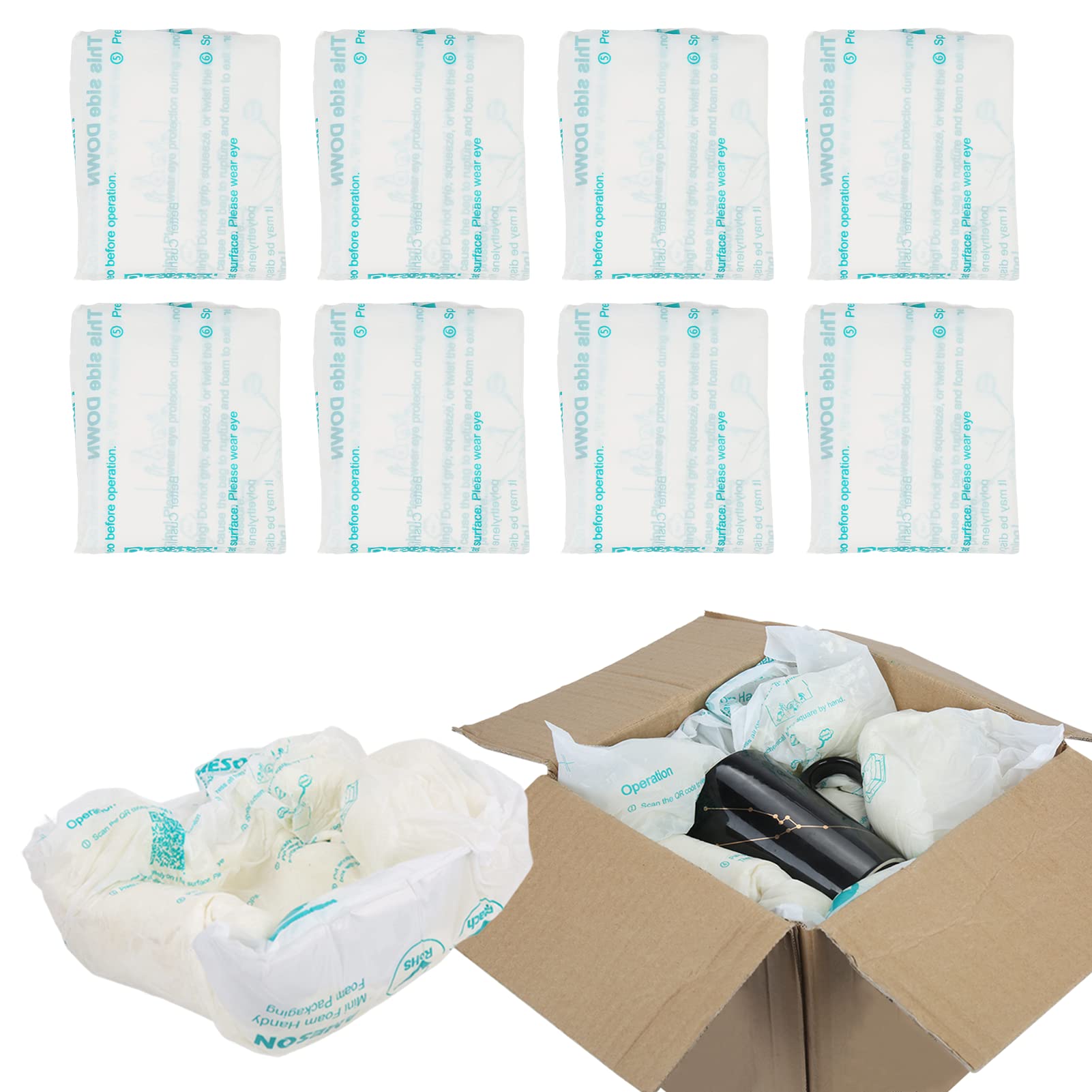 Foam Bag For Shipping, Pack of 8 Handy Foam Room Temperature Expanding Foam Packaging Bags, Instant Pack Quick Expanding Packaging Filler - Packing and Shipping Solution