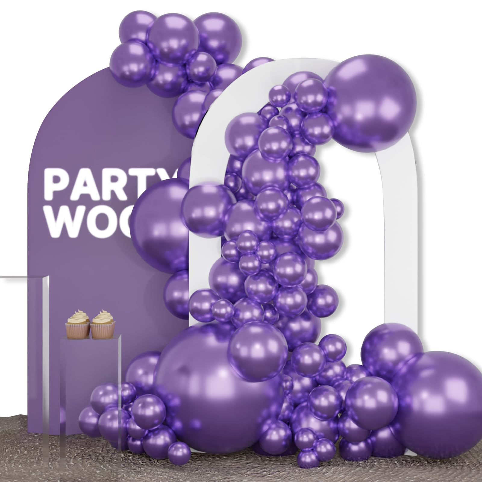 PartyWoo Metallic Purple Balloons, 100 pcs Purple Metallic Balloons Different Sizes Pack of 36 Inch 18 Inch 12 Inch 10 Inch 5 Inch Chrome Purple Balloons for Birthday Party Decorations, Purple-G105