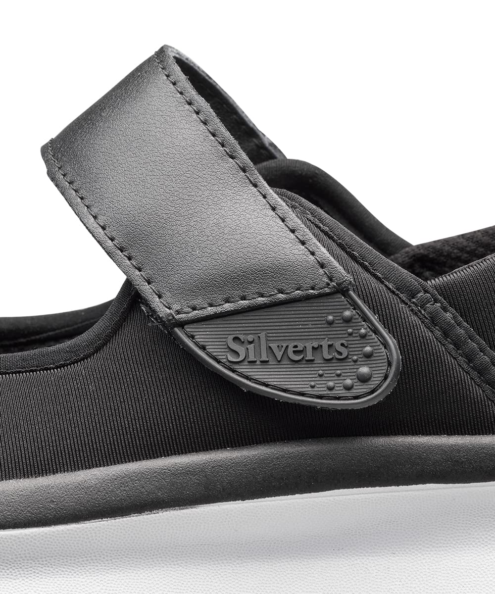 Silvert's Adaptive Clothing & Footwear Women’s Extra Wide Mary Jane Walking Shoes with Easy Touch - Black 8.5