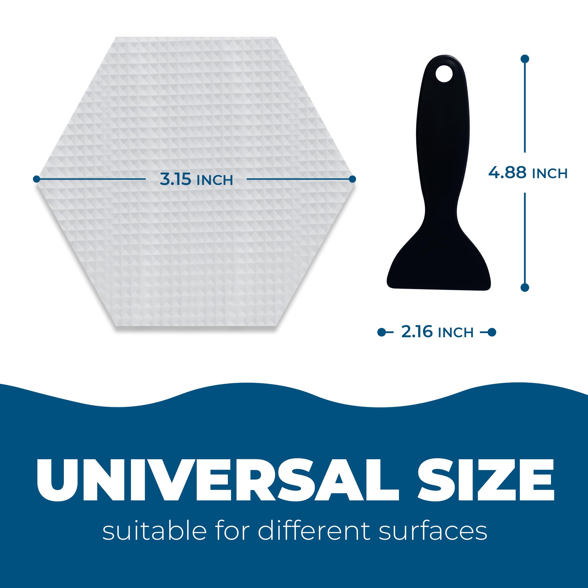 Homergy Hexagon and Curved Line – Anti-Slip Shower Stickers, 48 PCS Clear Adhesive Safety Strips