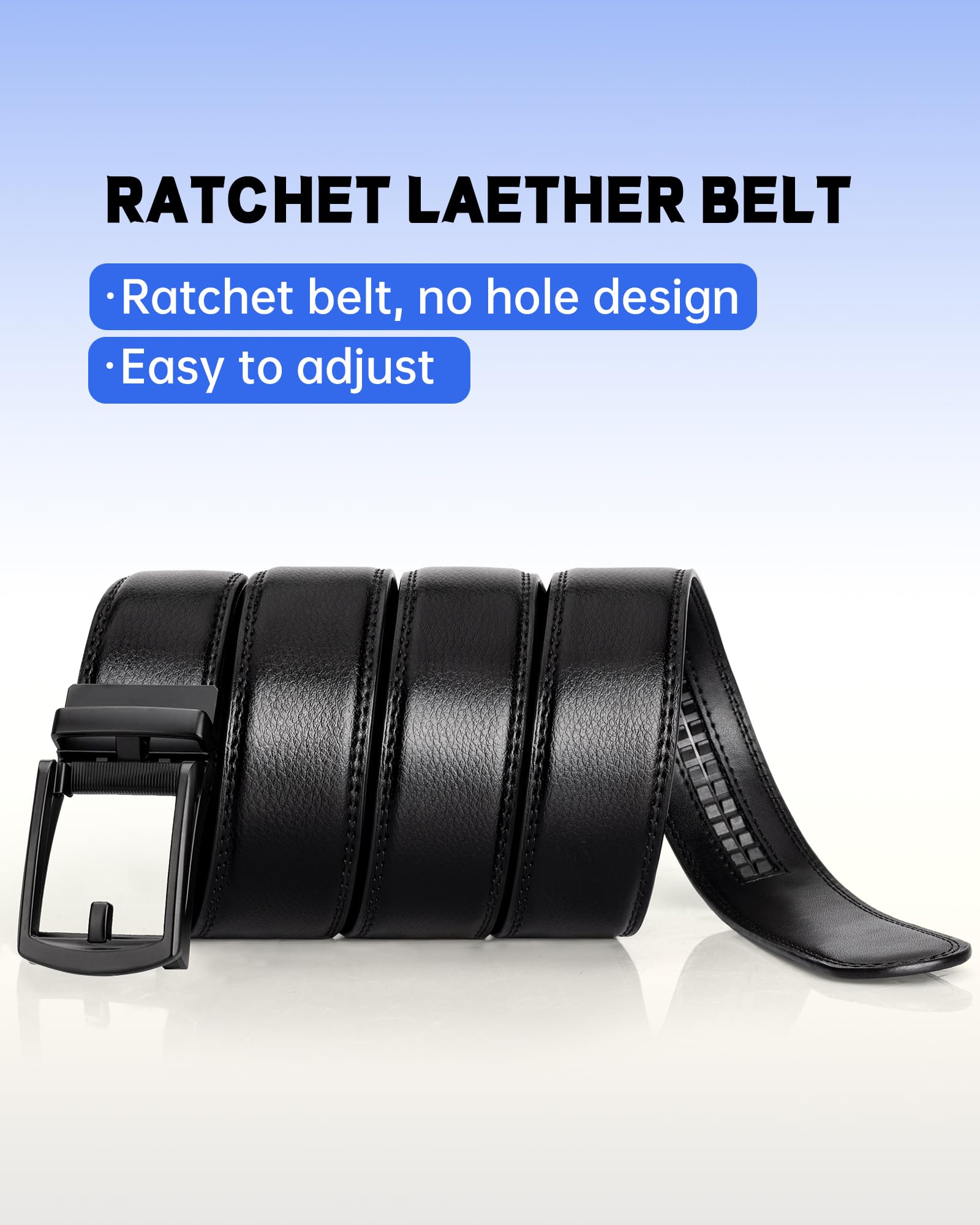 maikun Mens Brown Leather Belt Men, Ratchet Belt Men, Click on Belt, Casual Dress Belt Every Day For Waist Size 31-35"