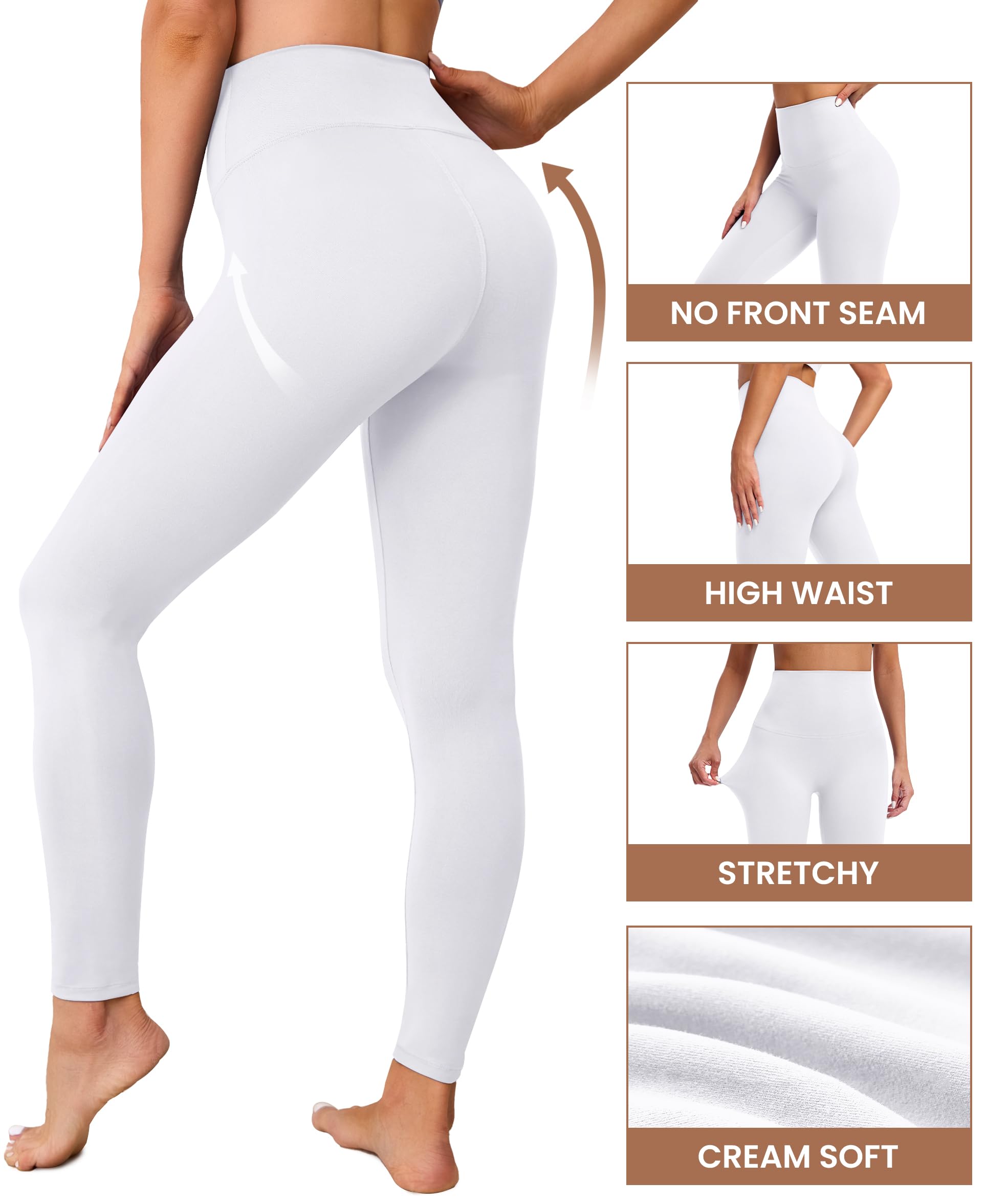 VALANDY Creamlush No Front Seam Leggings for Women - High Waist Tummy Control Buttery Soft Yoga Pants