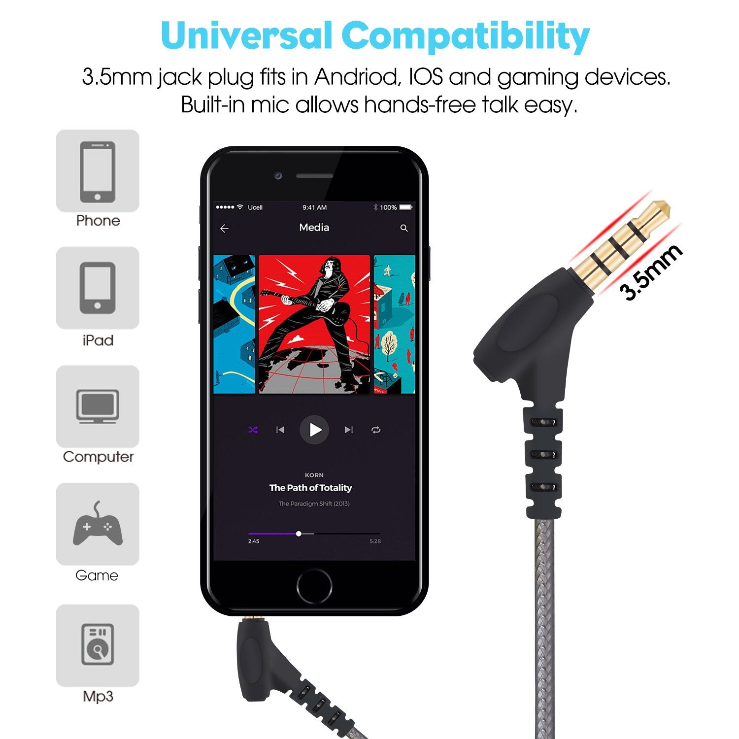 Super Bass 90%-Noise Isolating Earbuds with Microphone and Case-Amazing Sound Effects and Game Experience for Women, Men, Kids-Headphone Jack Compatible with Apple, Samsung, Sony, Xbox