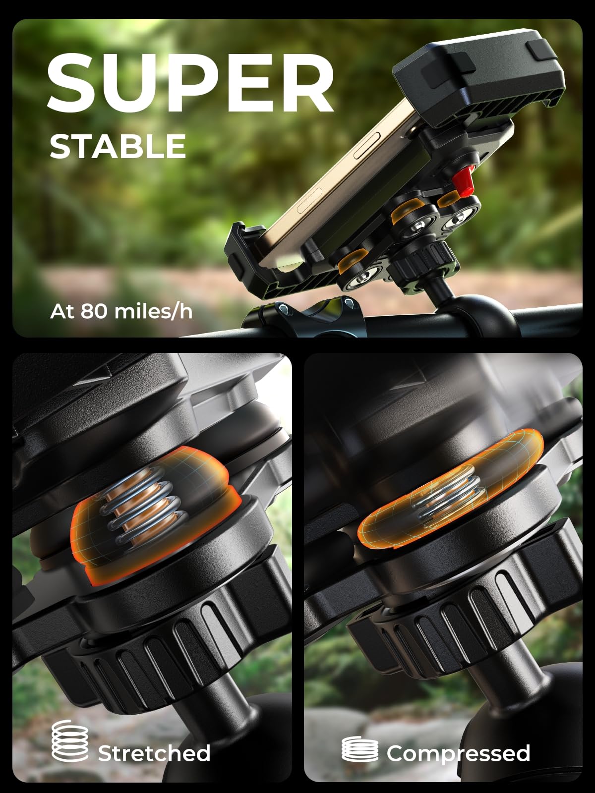 LISEN Bike Phone Holder, Dirt Mountain Bike Accessories for Men Kids Handlebar E Bike Phone Holder, Bicycle Phone Mount, Dirtbike Mini Bike Accessories for iPhone Android 4.7"-7" Smartphones