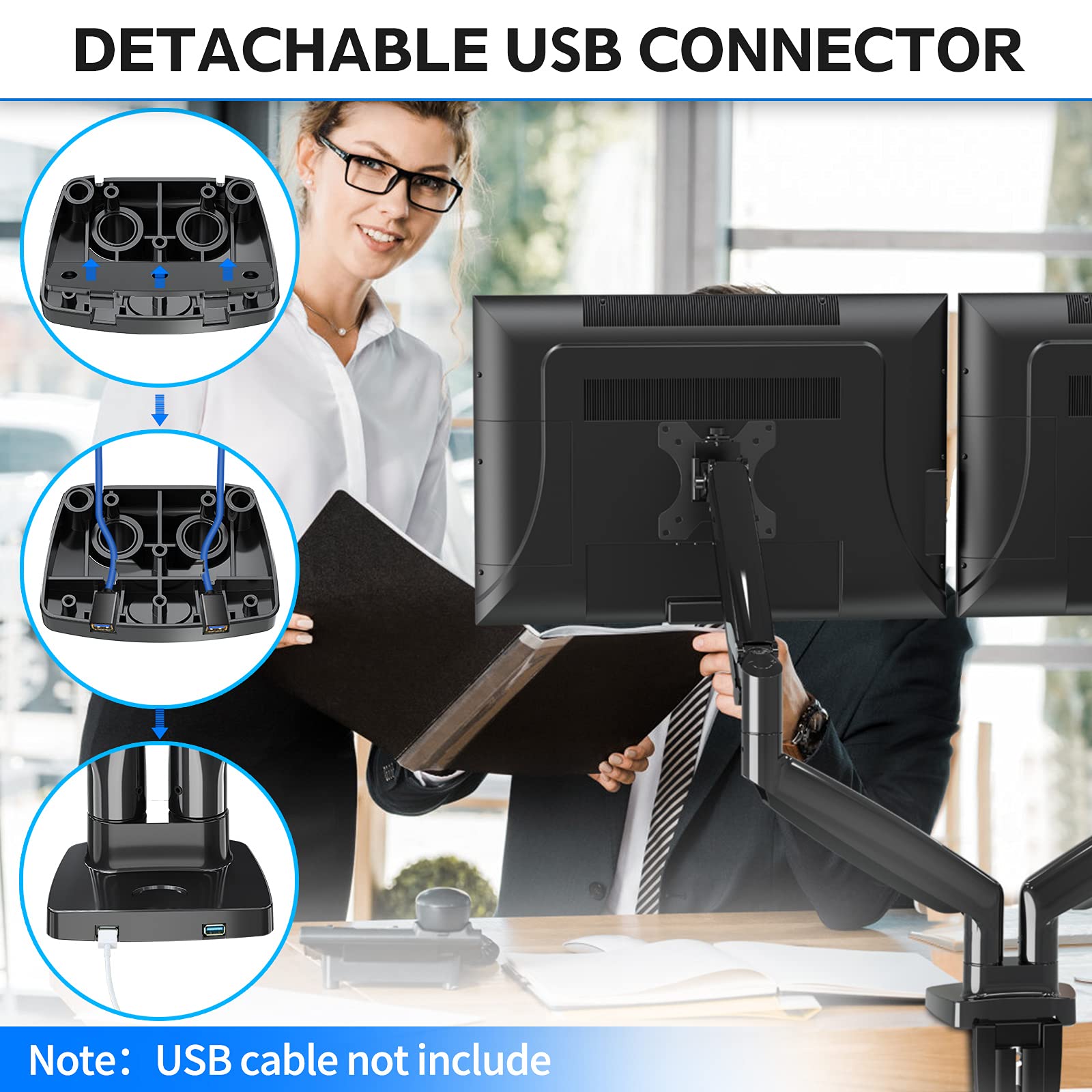 MOUNTUP Dual Monitor Mount for 2 Max 35 inch Ultrawide Screens, Hold 6.6-30.9lbs, Full Motion Gas Spring Monitor Desk Arm, Heavy Duty Dual Monitor Stand for Desk, VESA Bracket with Clamp/Grommet Base