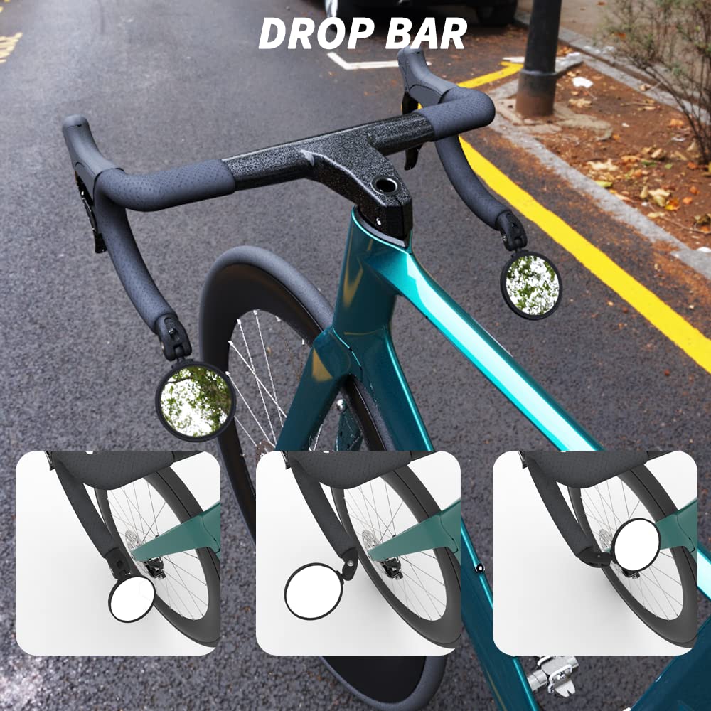 BriskMore Bike Handlebar Mirror,HD Glass Convex Lens Bicycle Rearview Mirror,Cycling Rear View Mirror, Adjustable Handlebar Wider View Bicycle Mirror for Scooter Road Mountain Bikes